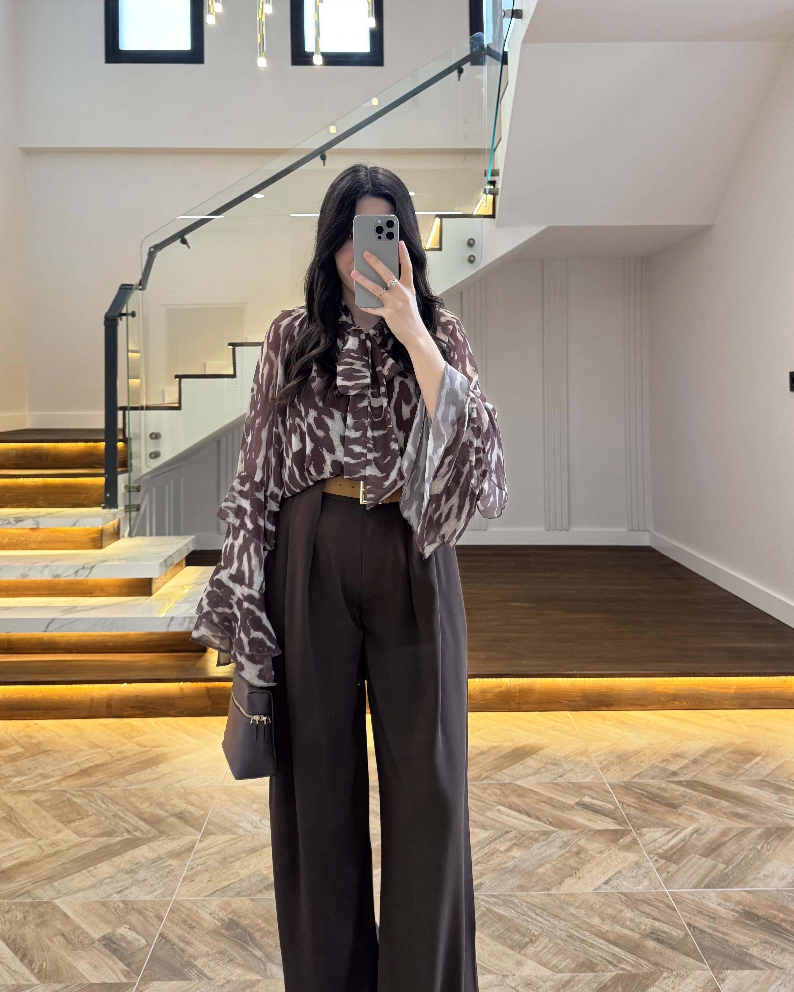 (ÖN SİPARİŞ ) KAHVE KÖPRÜ DETAYLI PALAZZO PANTOLON-3855