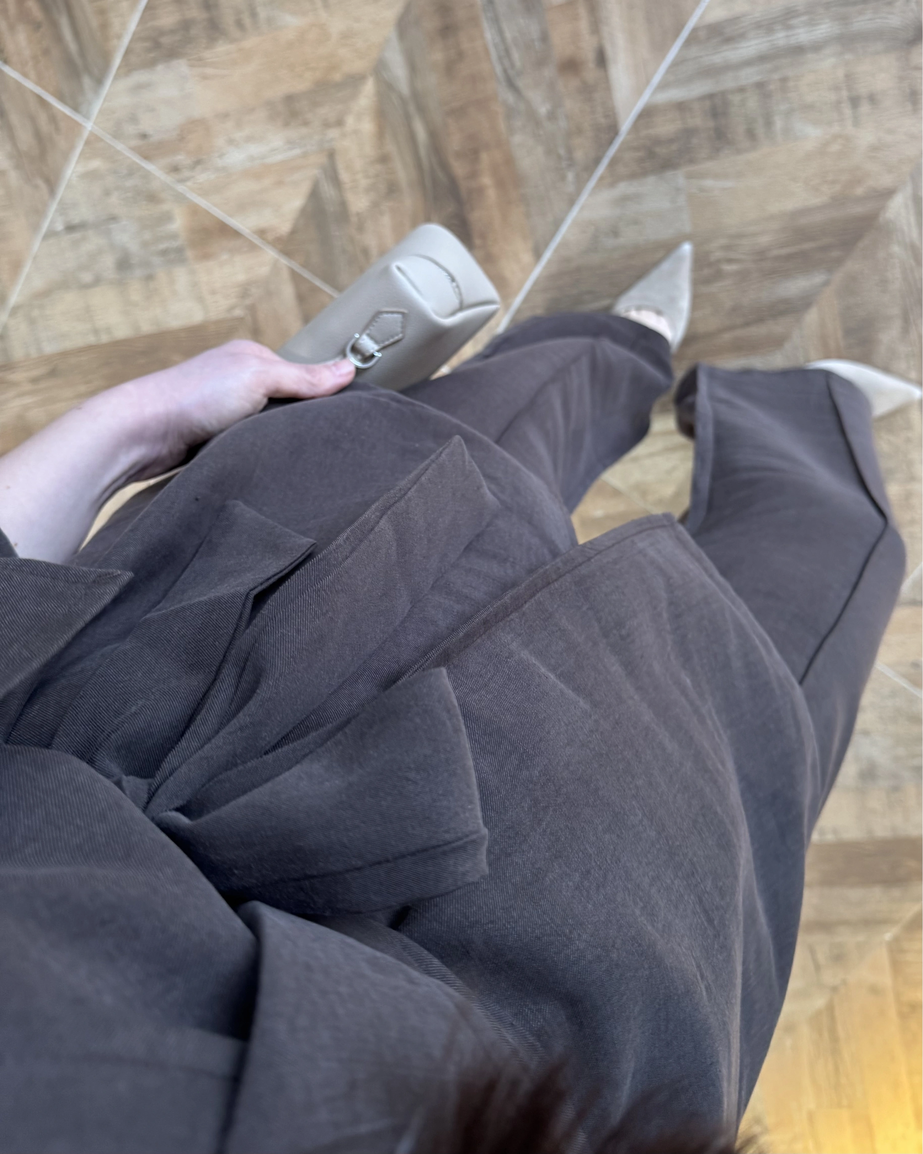 KAHVE TENSEL YARIM KOL GÖMLEK PANTOLON TAKIM -267309