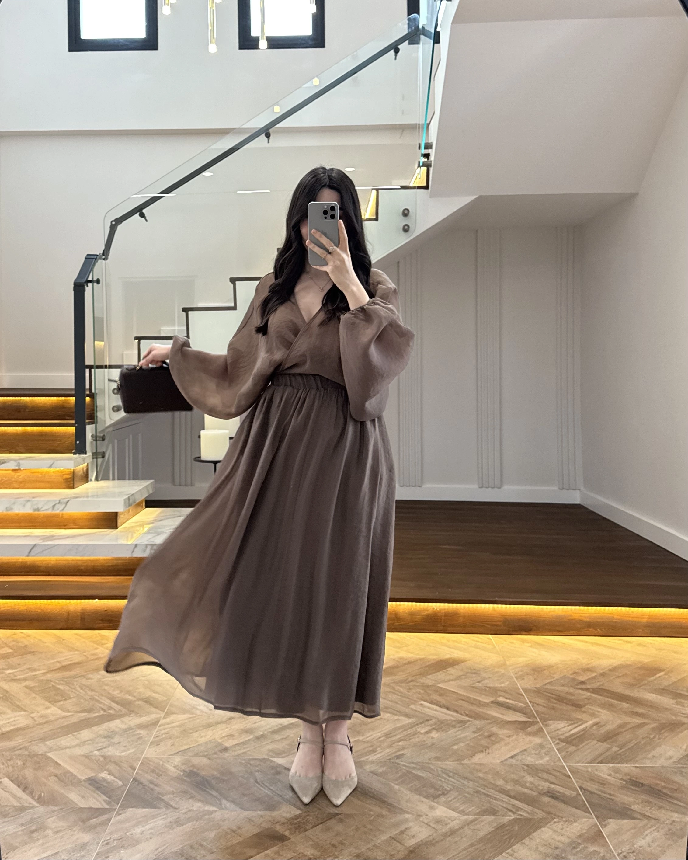 KAHVE TRANSPARAN KİMONO ETEK TAKIM