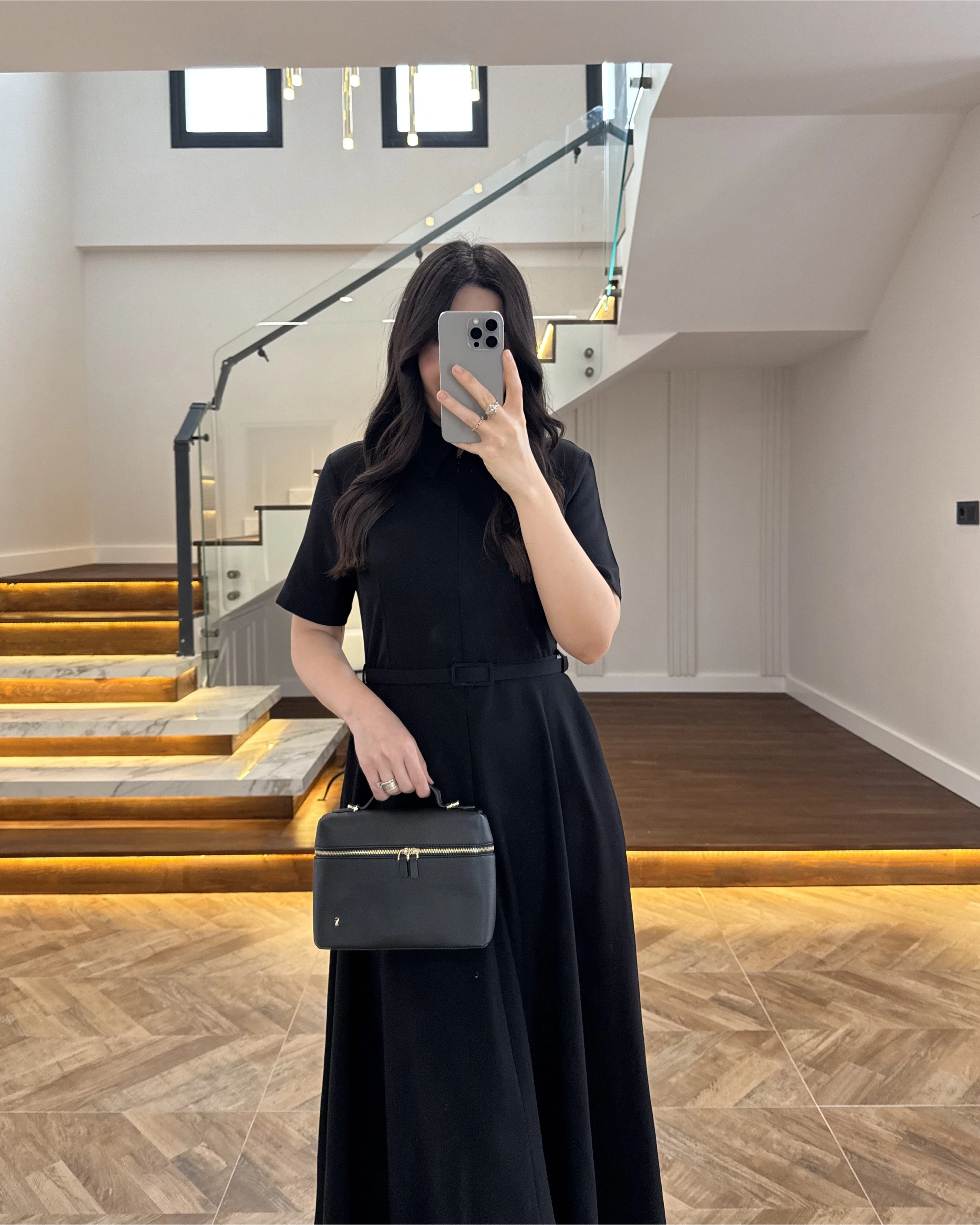 SİYAH ÖNÜ FERMUARLI ELBİSE -2341