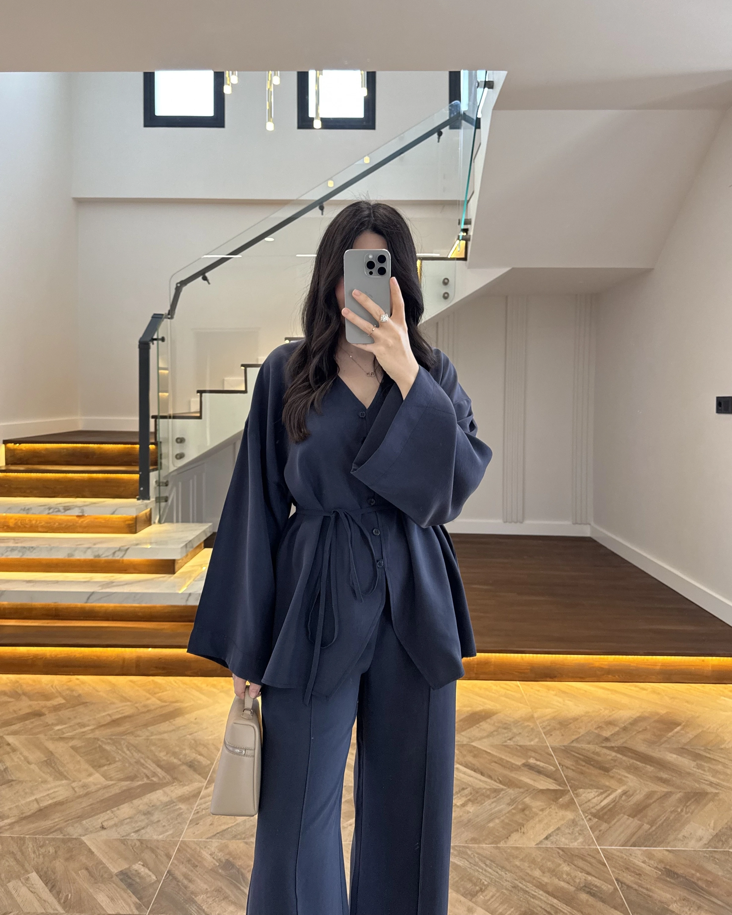 LACİVERT BAĞLAMALI DÜĞMELİ TAKIM -8916