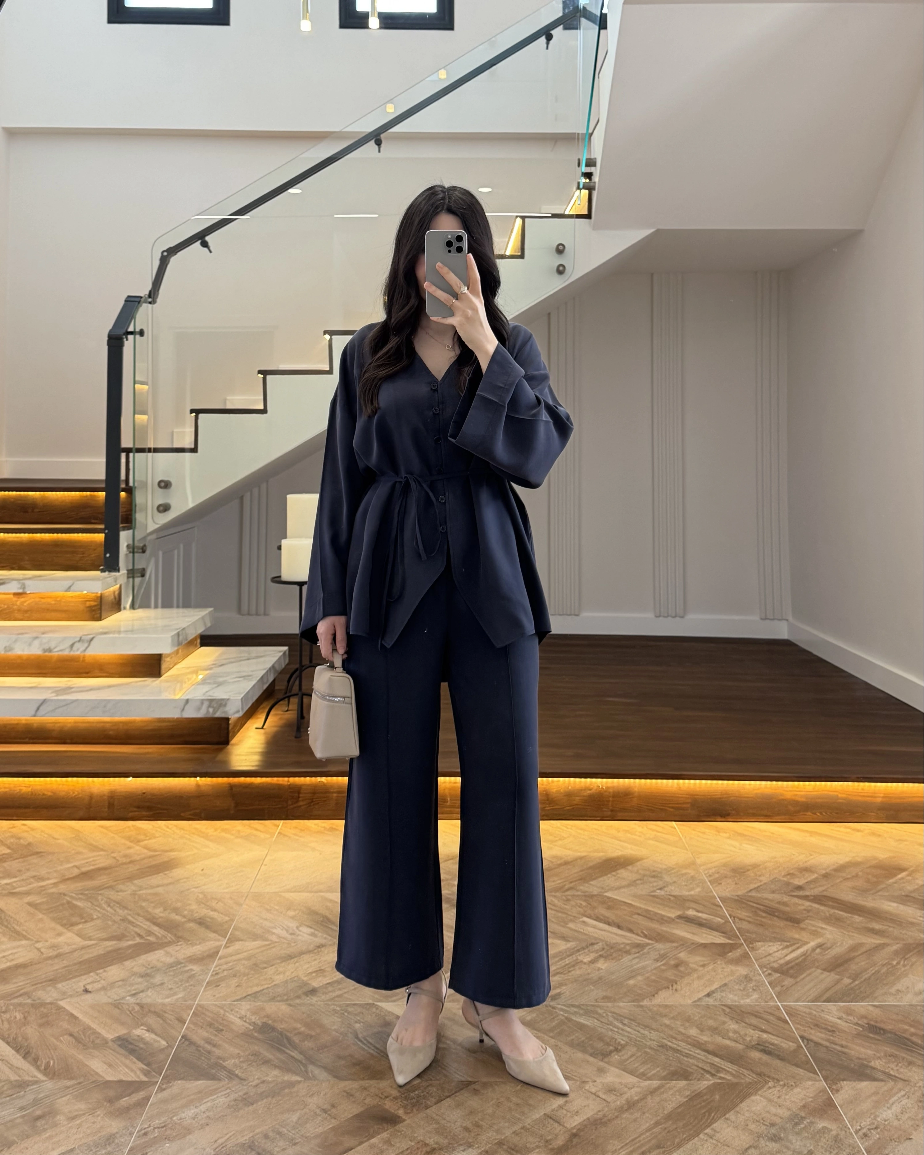 LACİVERT BAĞLAMALI DÜĞMELİ TAKIM -8916