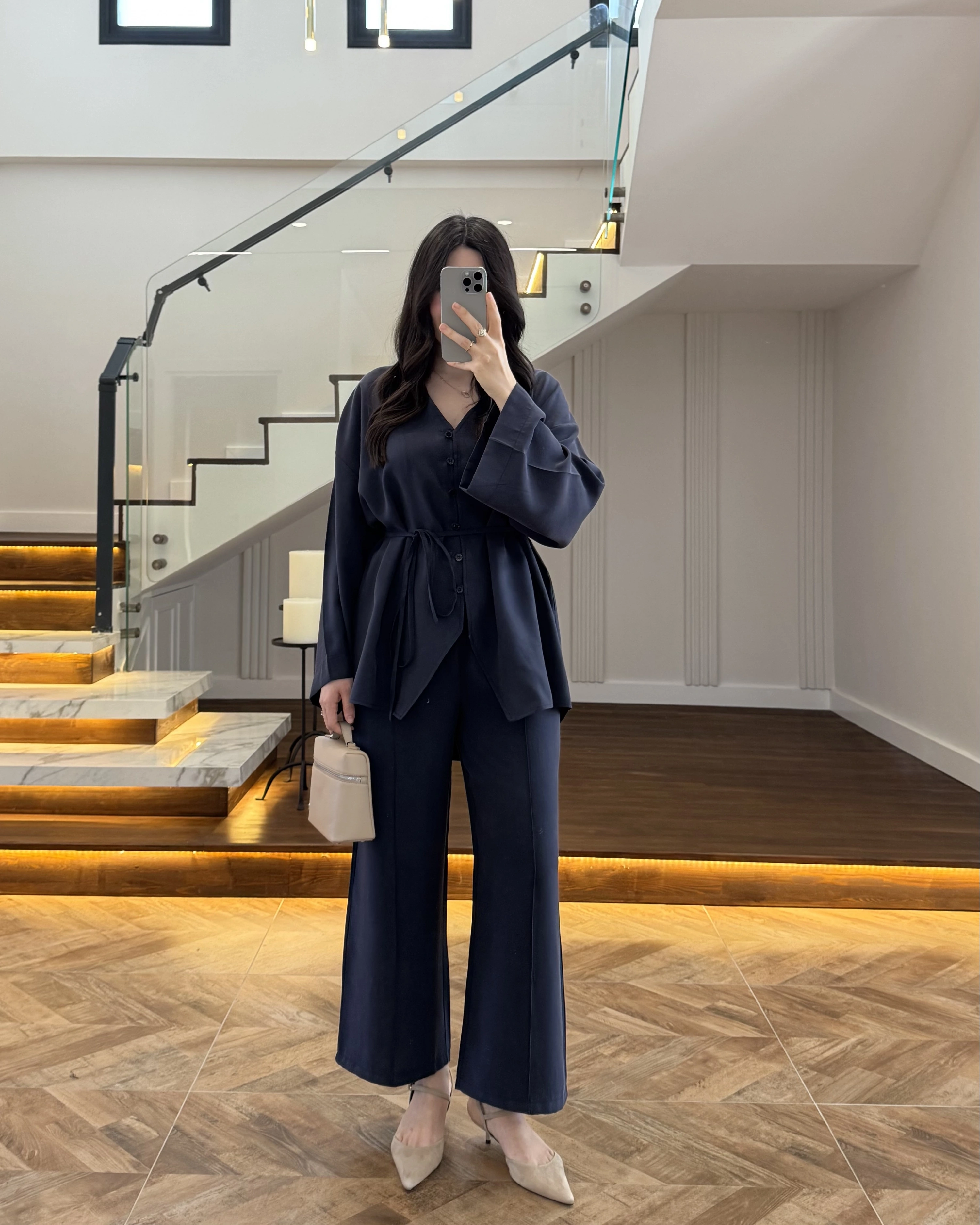 LACİVERT BAĞLAMALI DÜĞMELİ TAKIM -8916