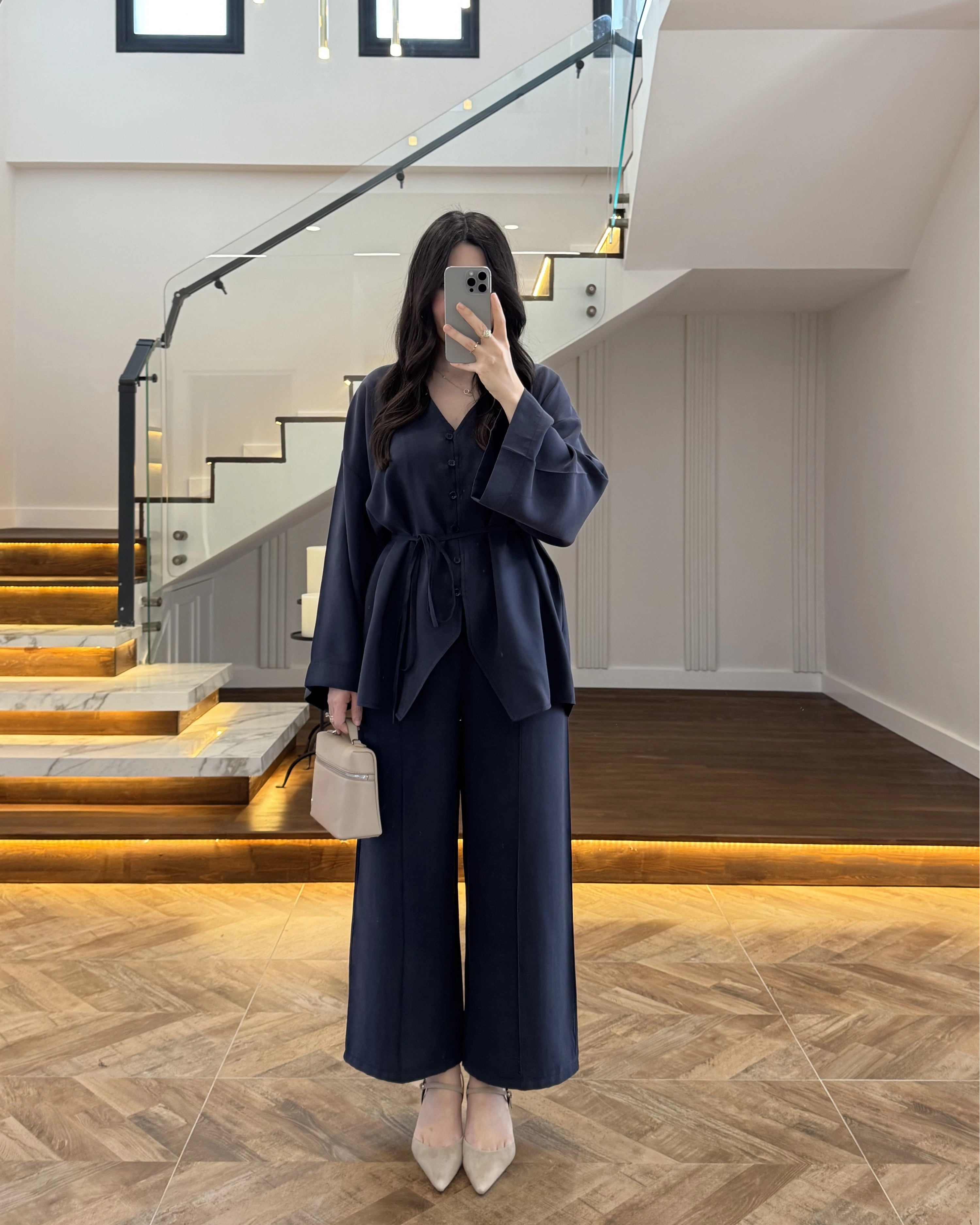 LACİVERT BAĞLAMALI DÜĞMELİ TAKIM -8916