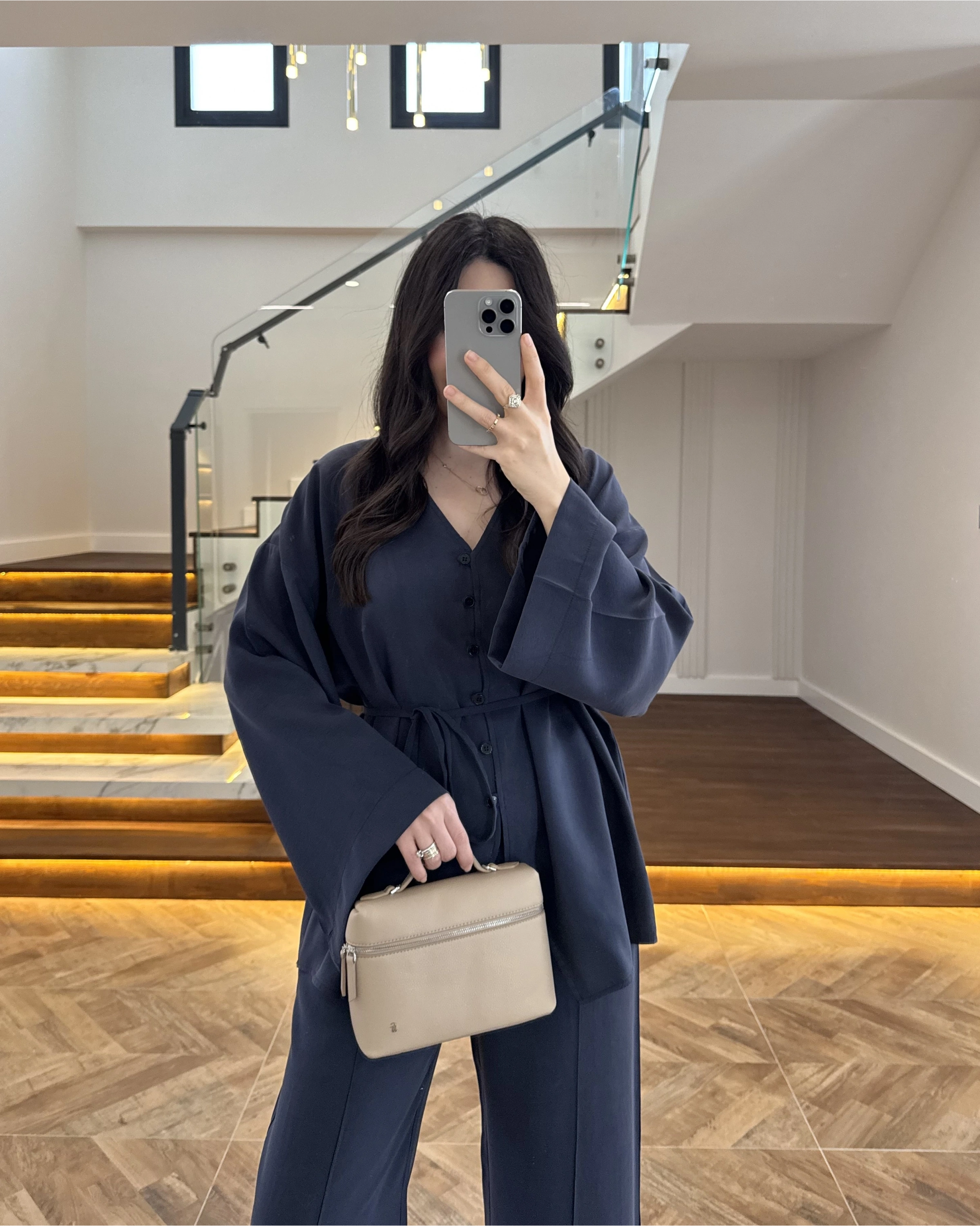 LACİVERT BAĞLAMALI DÜĞMELİ TAKIM -8916