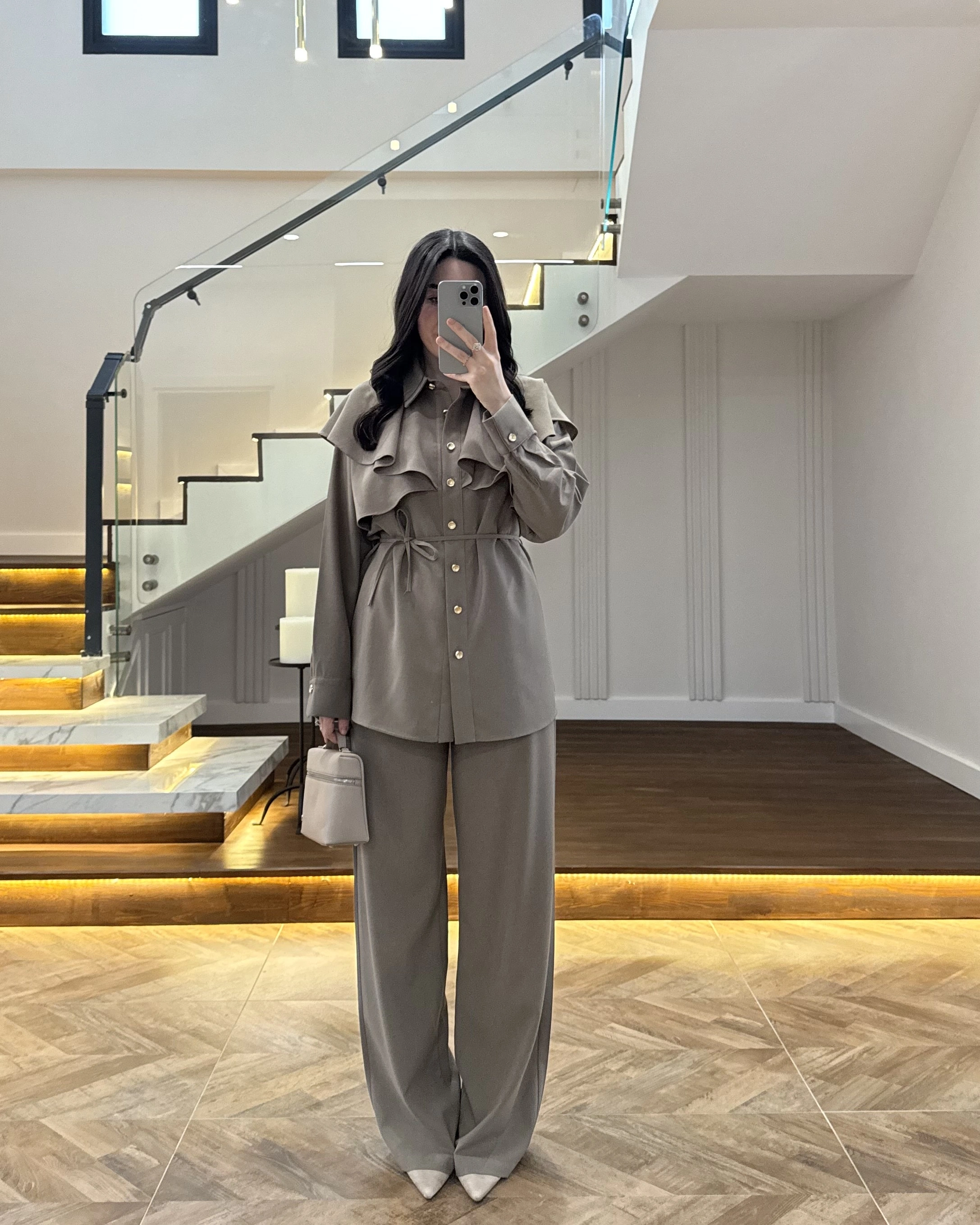 HAKİ PELERİN DETAY TAKIM -8885