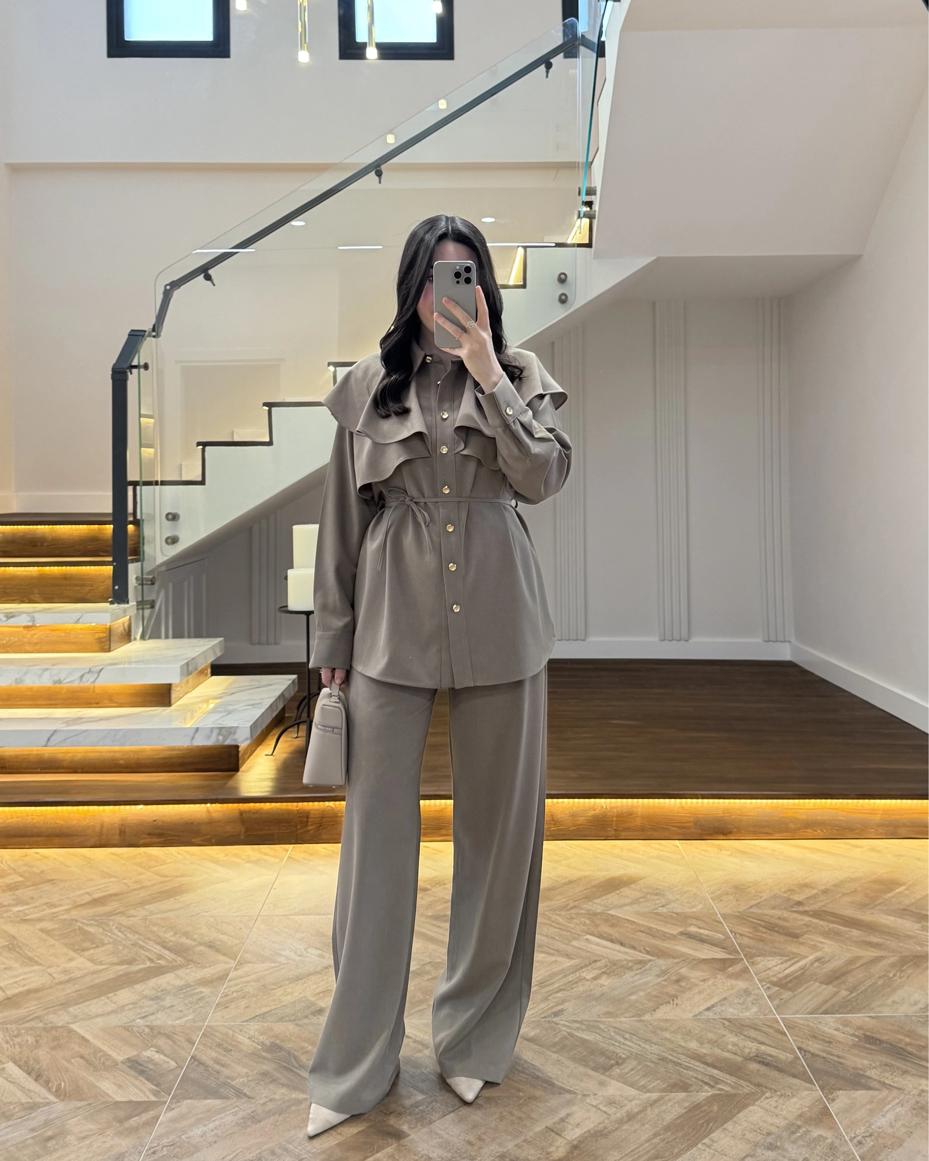 HAKİ PELERİN DETAY TAKIM -8885