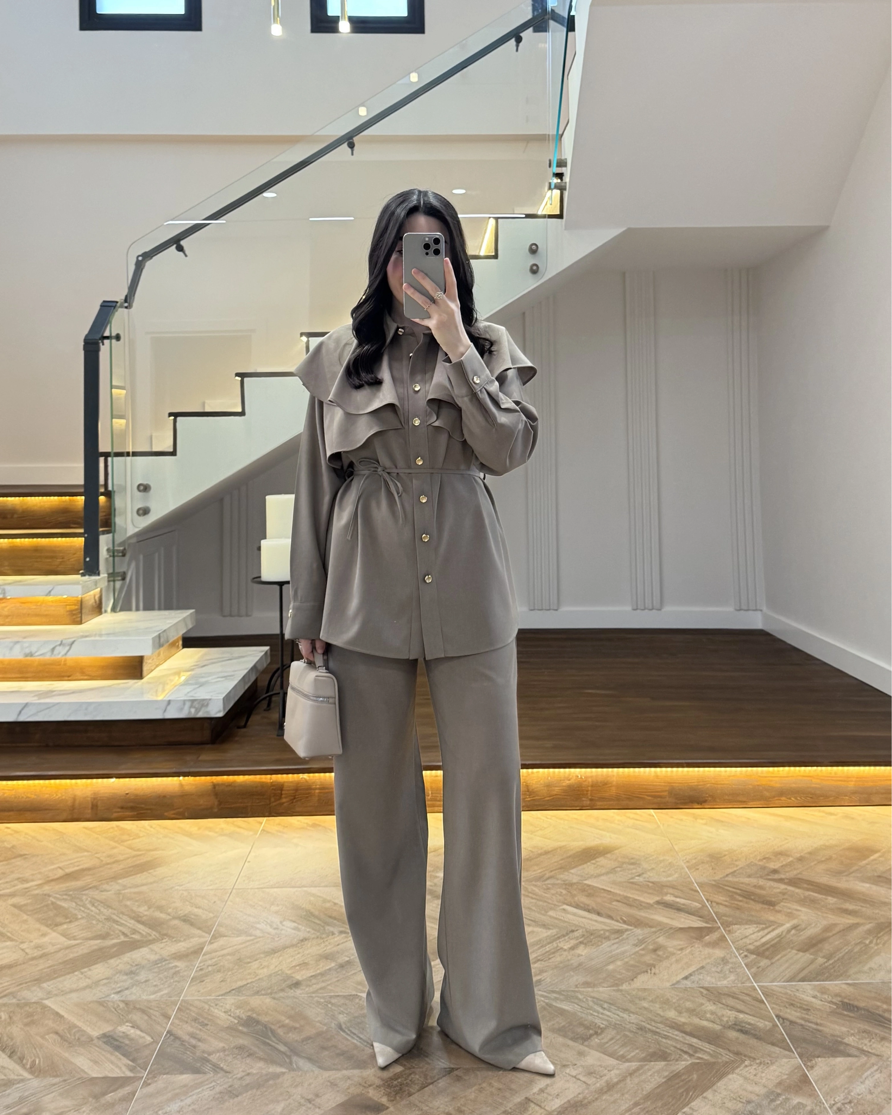 HAKİ PELERİN DETAY TAKIM -8885