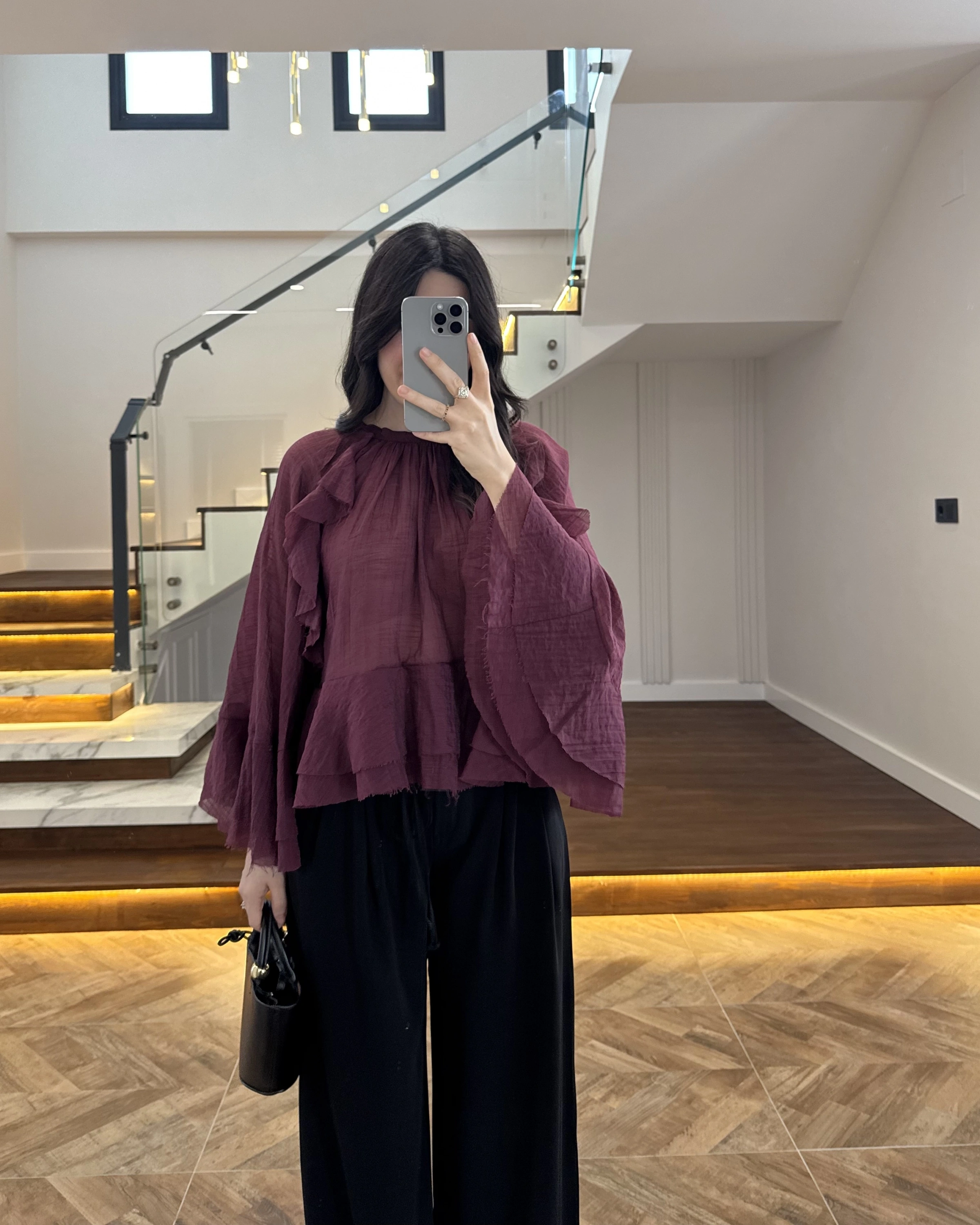 MÜRDÜM KOLLARI FIRFIRLI BLUZ-5009