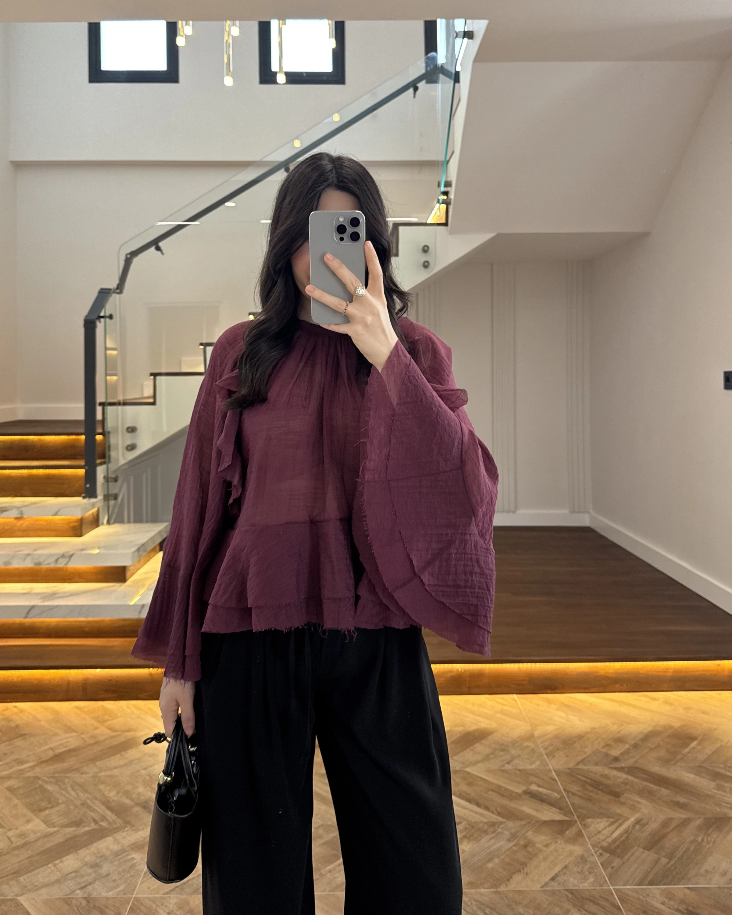 MÜRDÜM KOLLARI FIRFIRLI BLUZ-5009