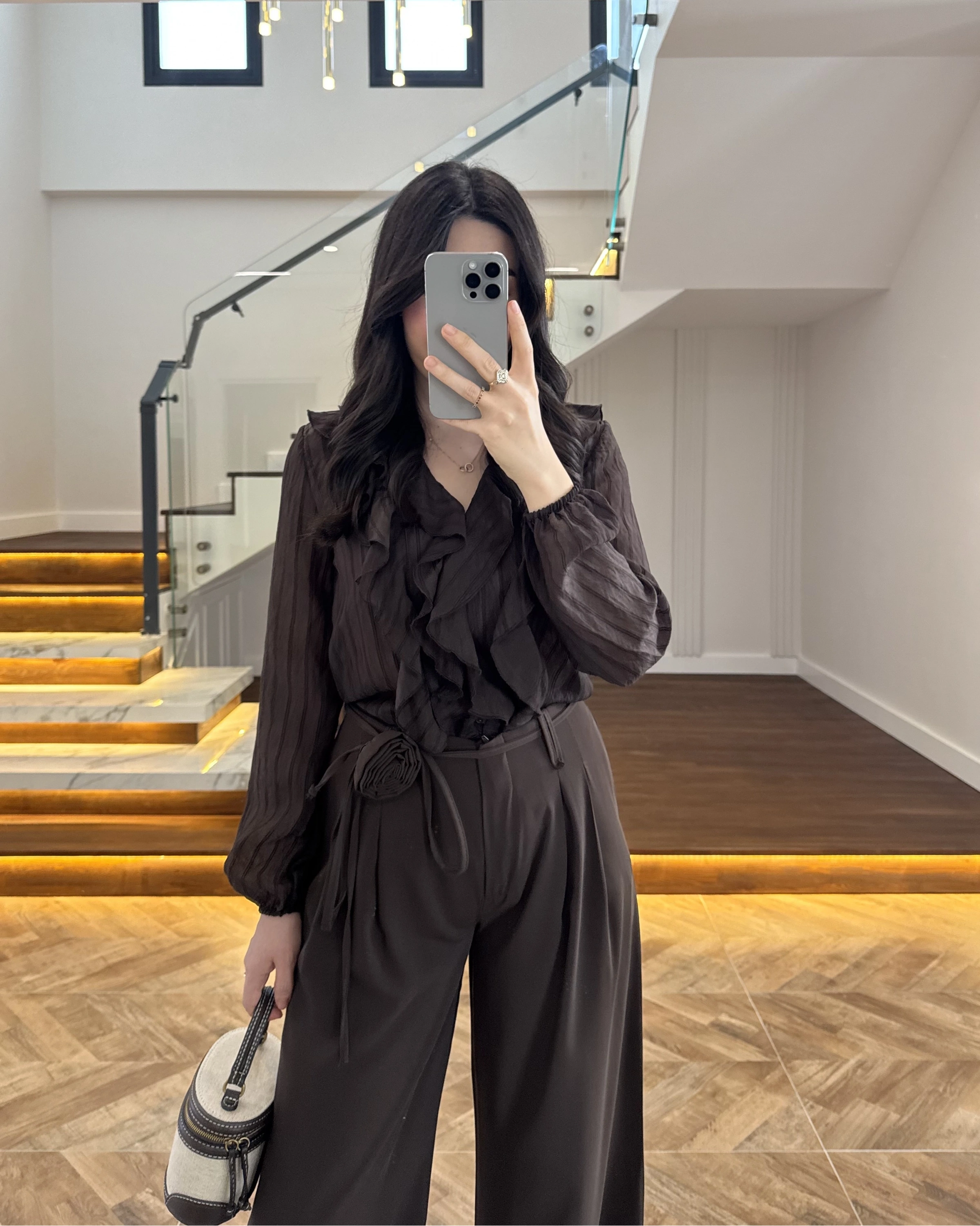 KAHVE FIRFIRLI GÖMLEK-2193