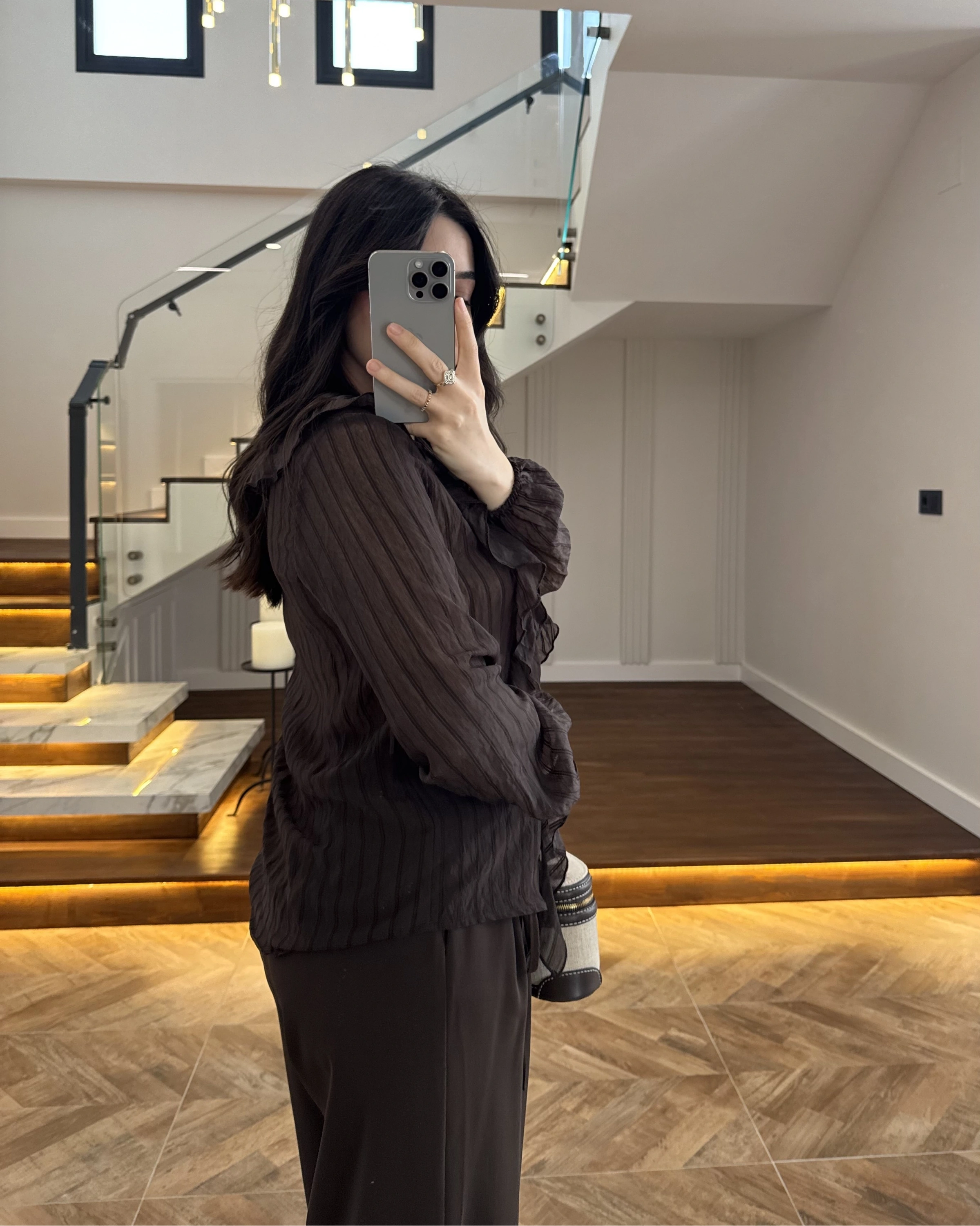 KAHVE FIRFIRLI GÖMLEK-2193