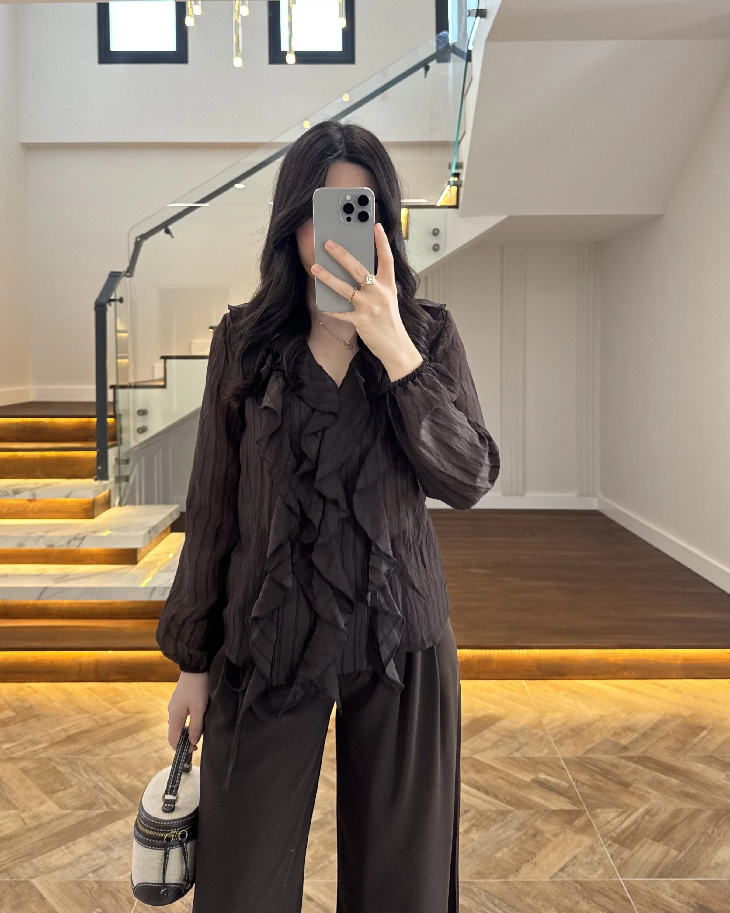 KAHVE FIRFIRLI GÖMLEK-2193