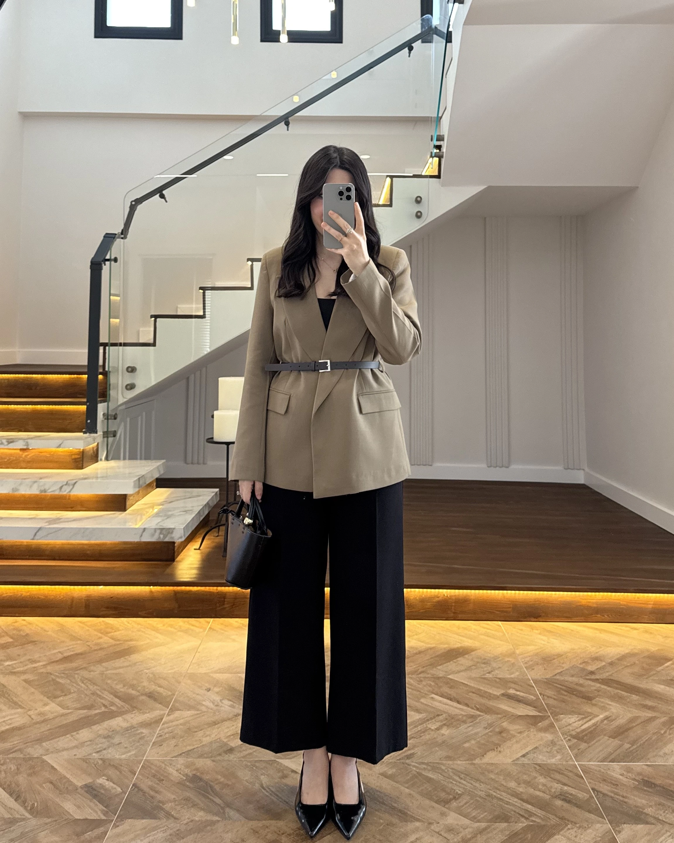 HAKİ KEMERLİ POLİVİSKON BLAZER CEKET-9700