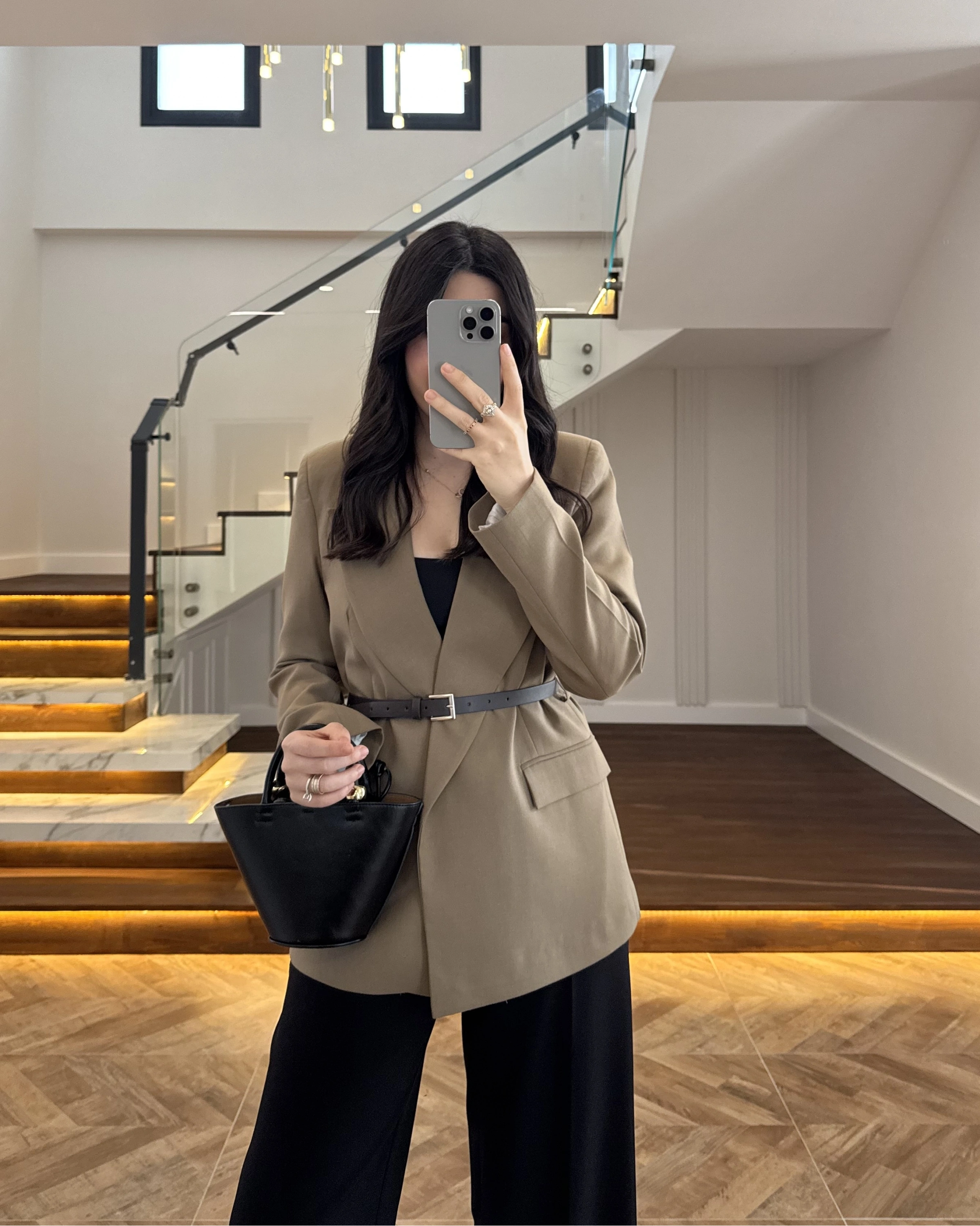 HAKİ KEMERLİ POLİVİSKON BLAZER CEKET-9700