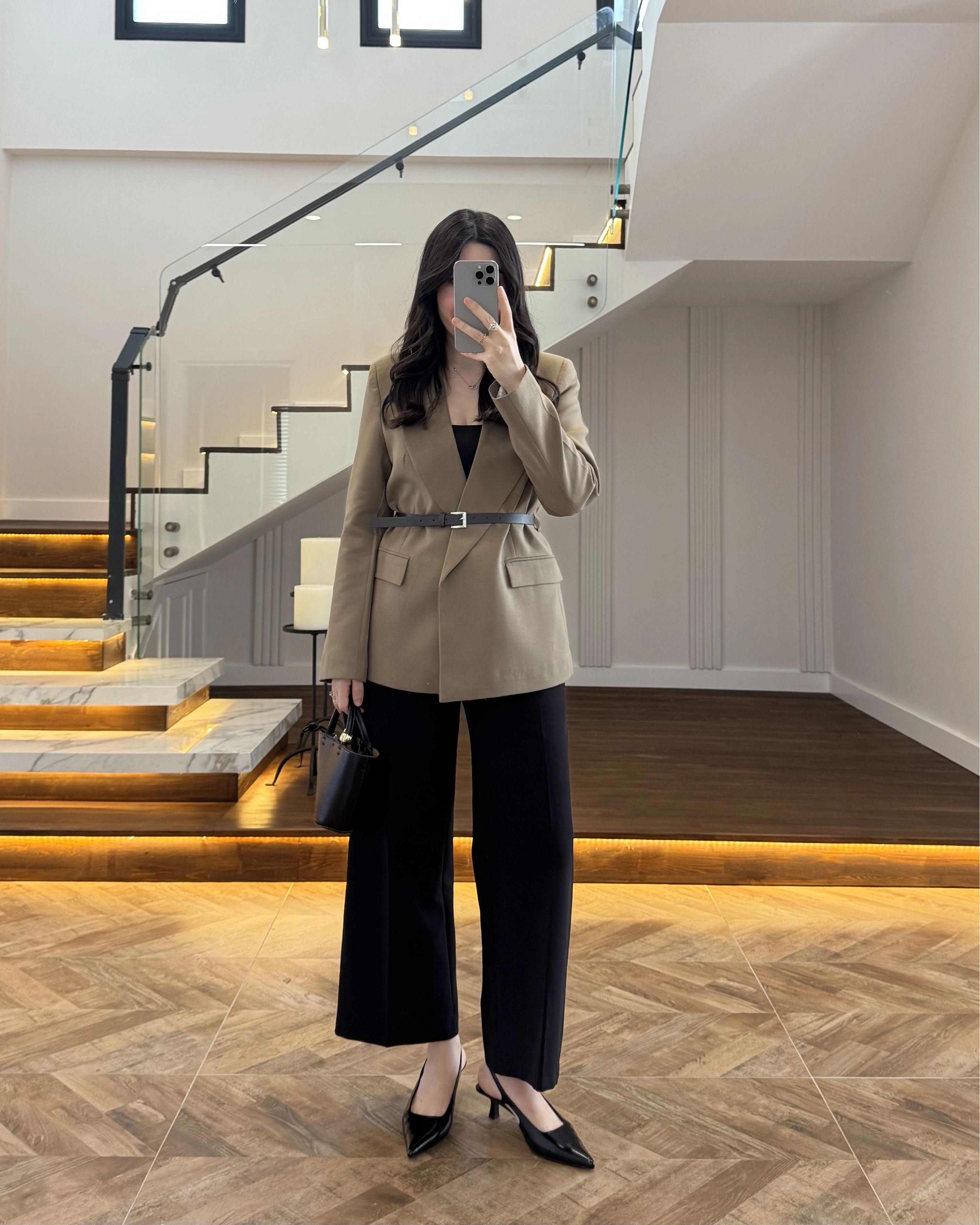 HAKİ KEMERLİ POLİVİSKON BLAZER CEKET-9700