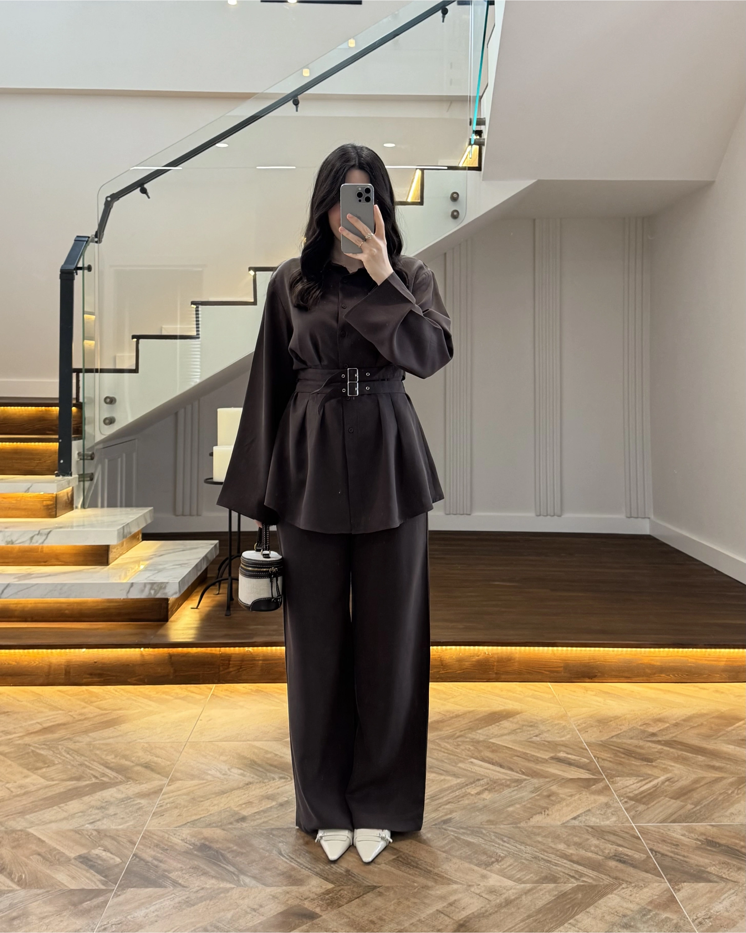 KAHVE KEMERLİ PİLELİ TAKIM-8937