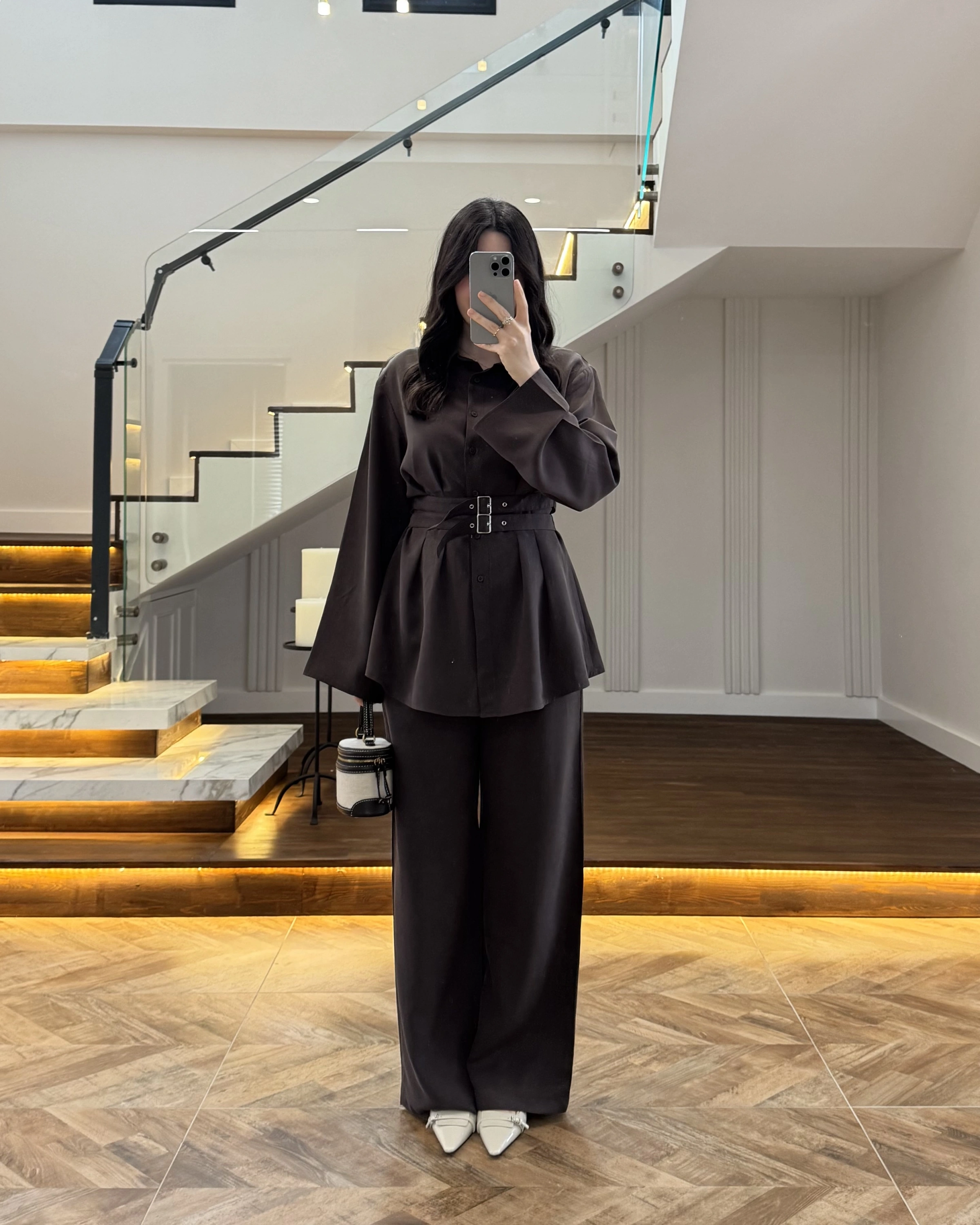 KAHVE KEMERLİ PİLELİ TAKIM-8937