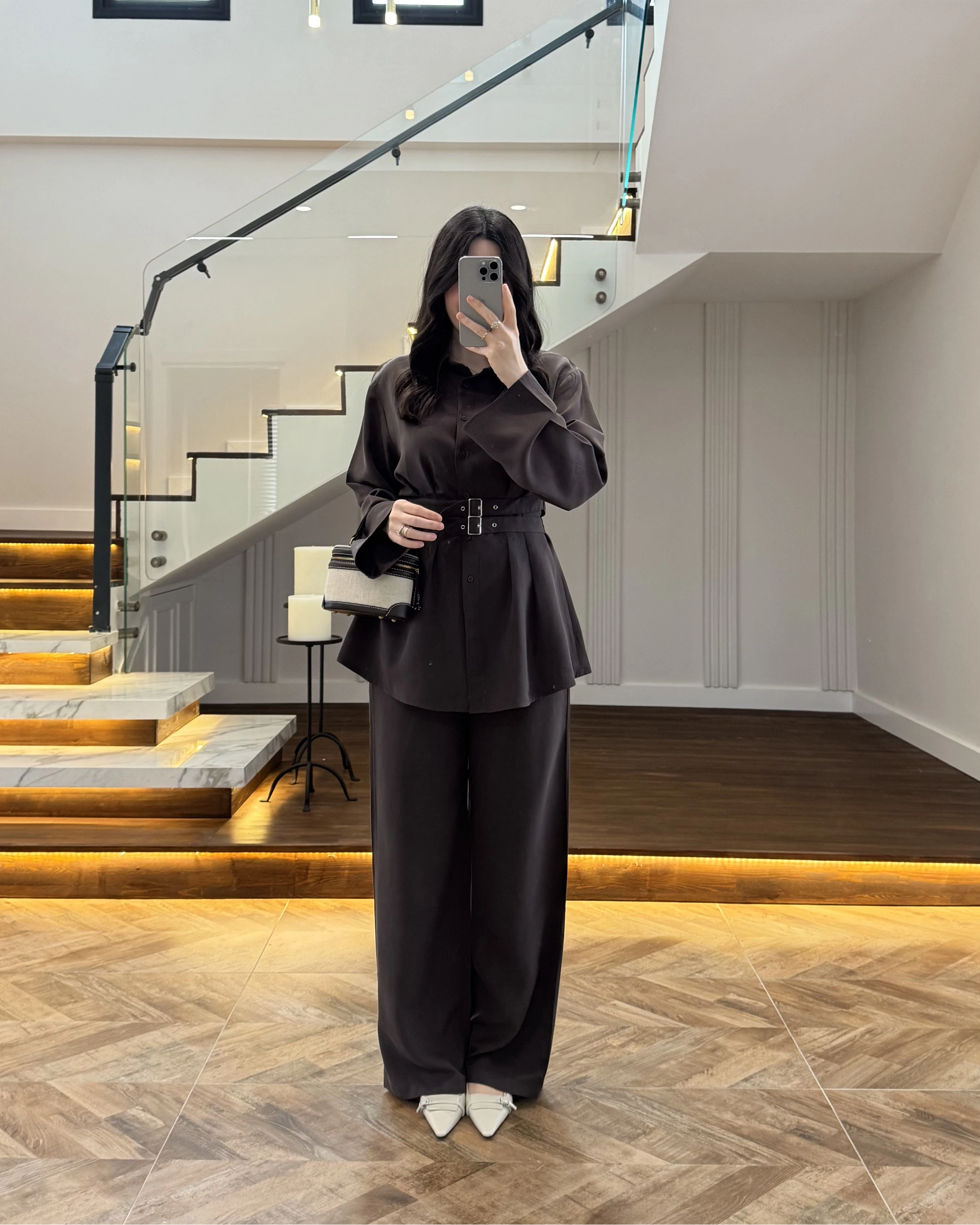 KAHVE KEMERLİ PİLELİ TAKIM-8937