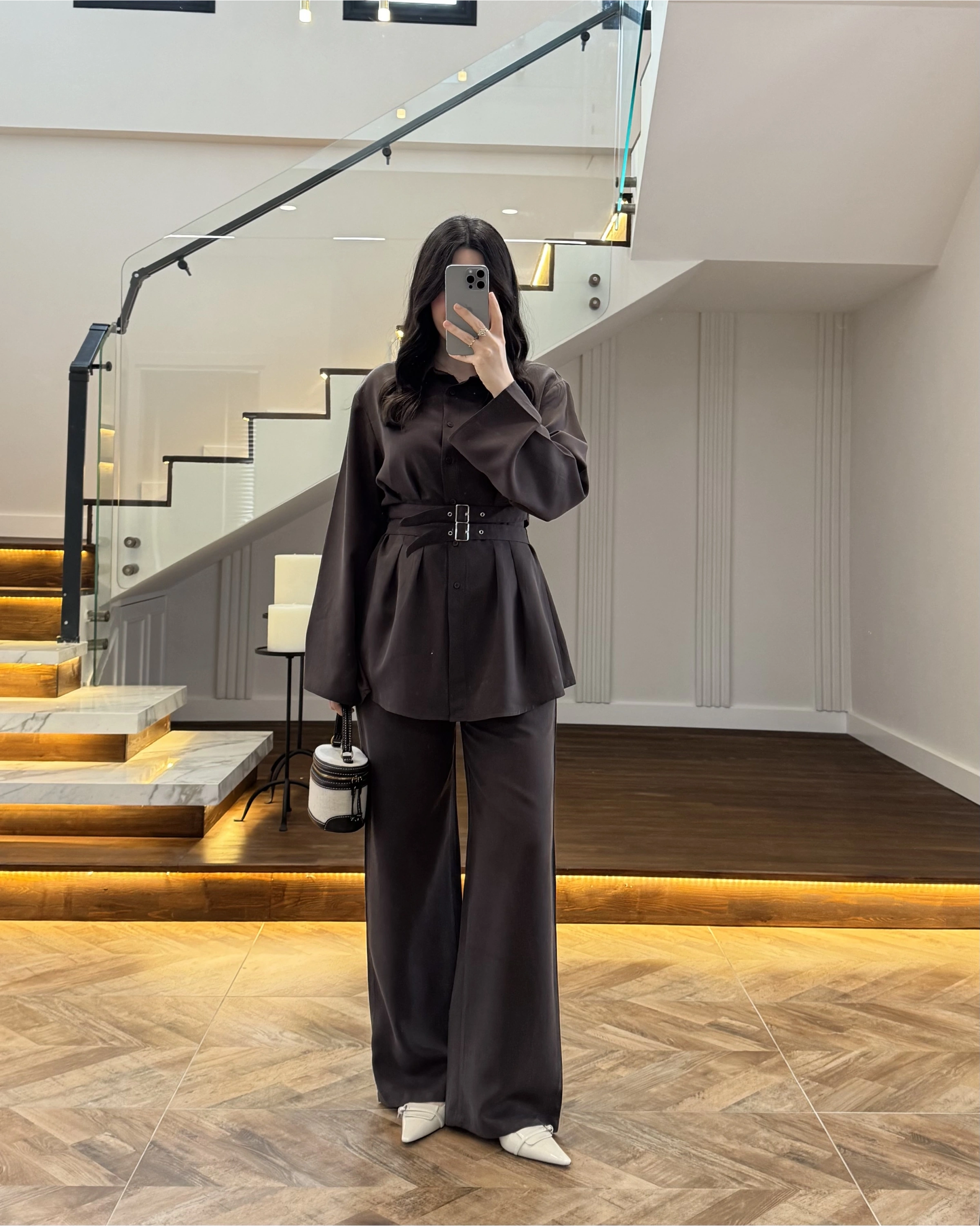 KAHVE KEMERLİ PİLELİ TAKIM-8937