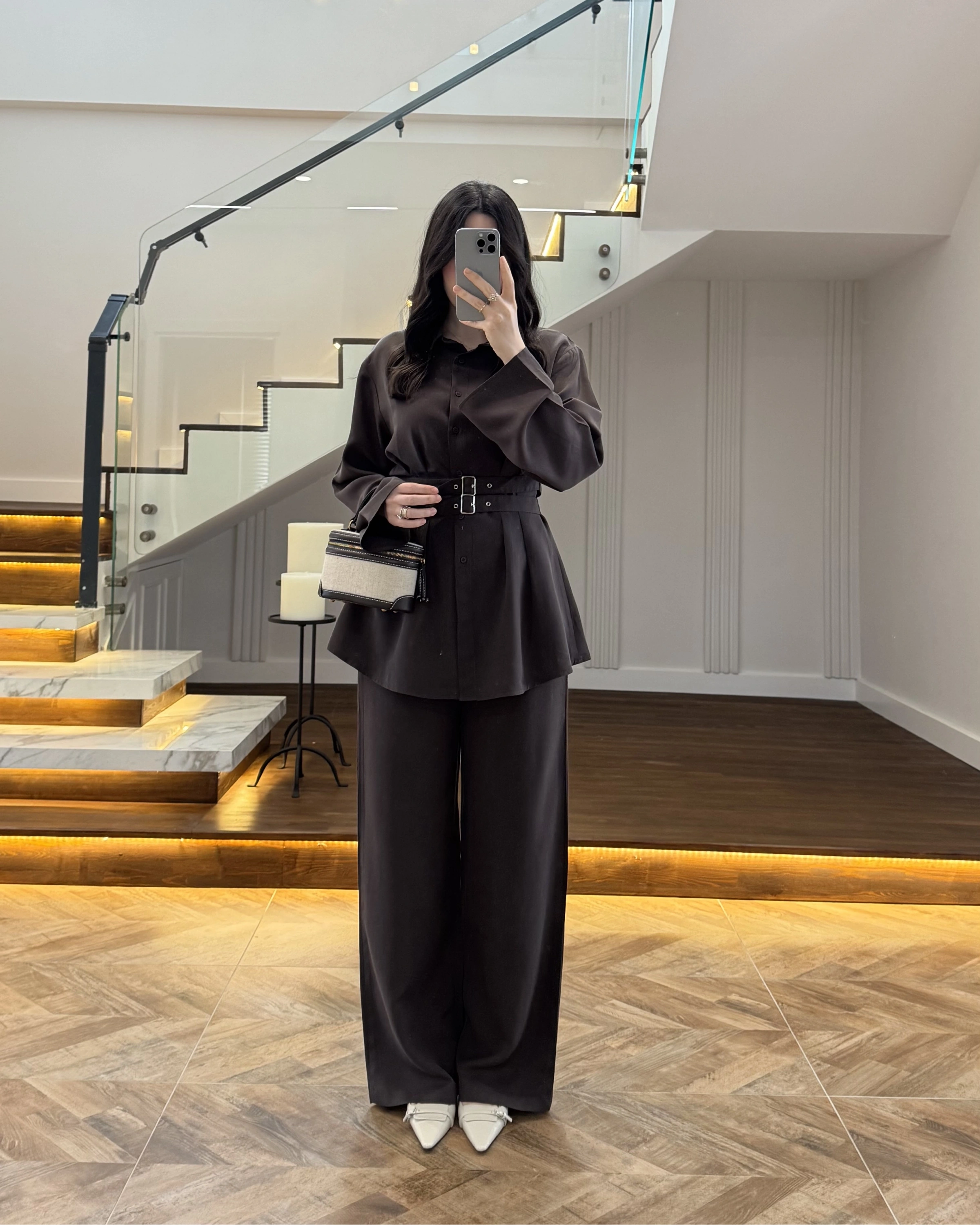 KAHVE KEMERLİ PİLELİ TAKIM-8937