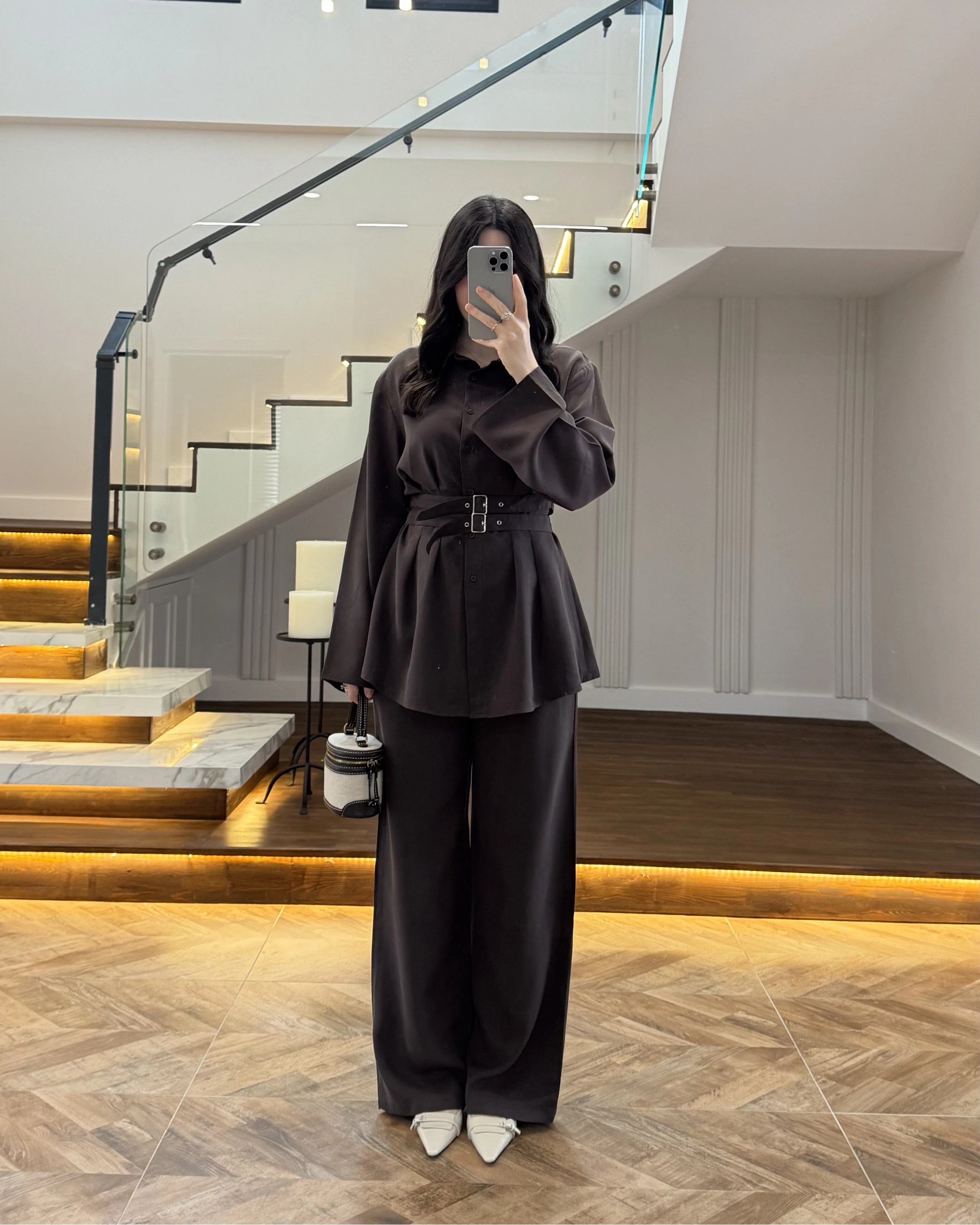 KAHVE KEMERLİ PİLELİ TAKIM-8937