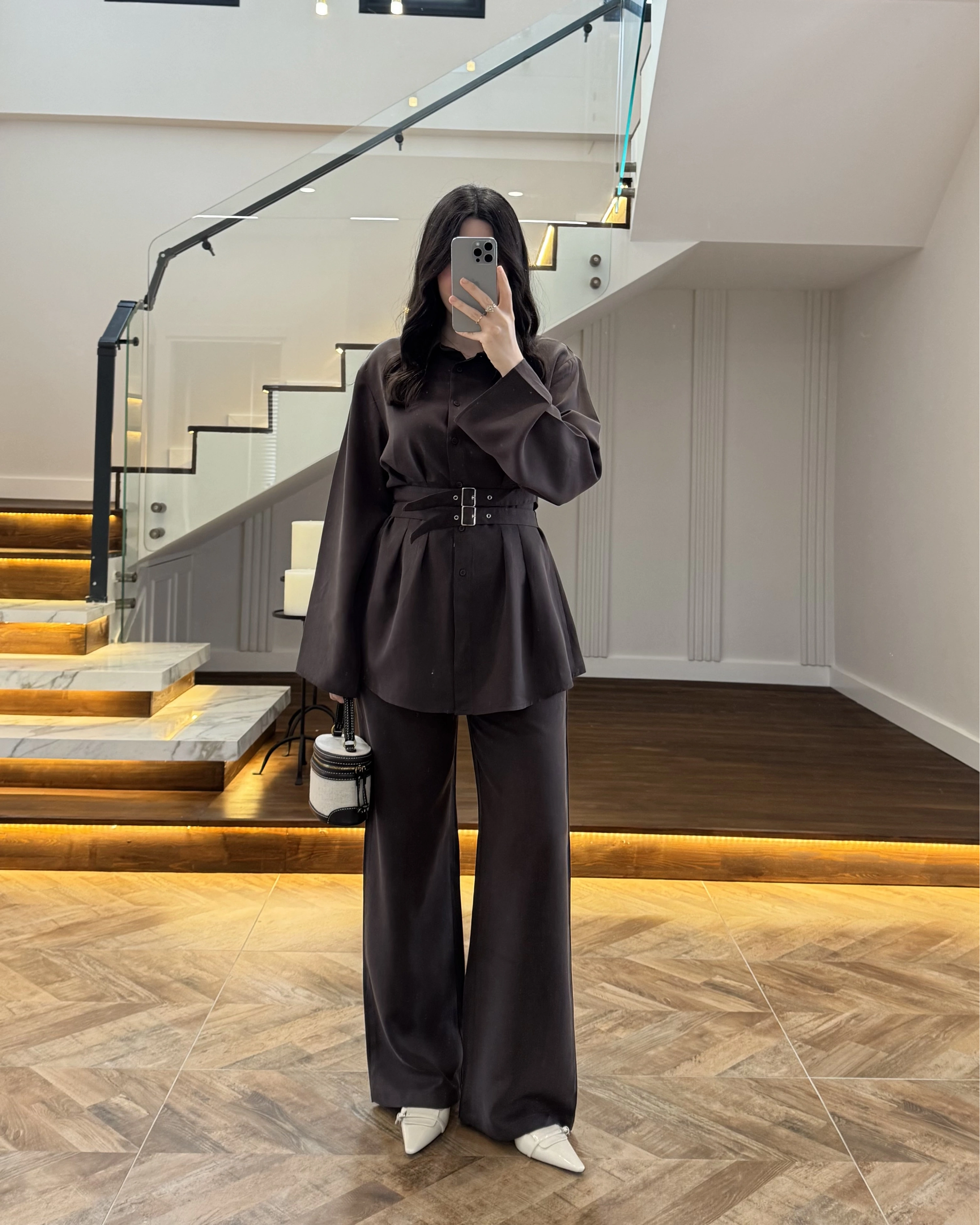 KAHVE KEMERLİ PİLELİ TAKIM-8937