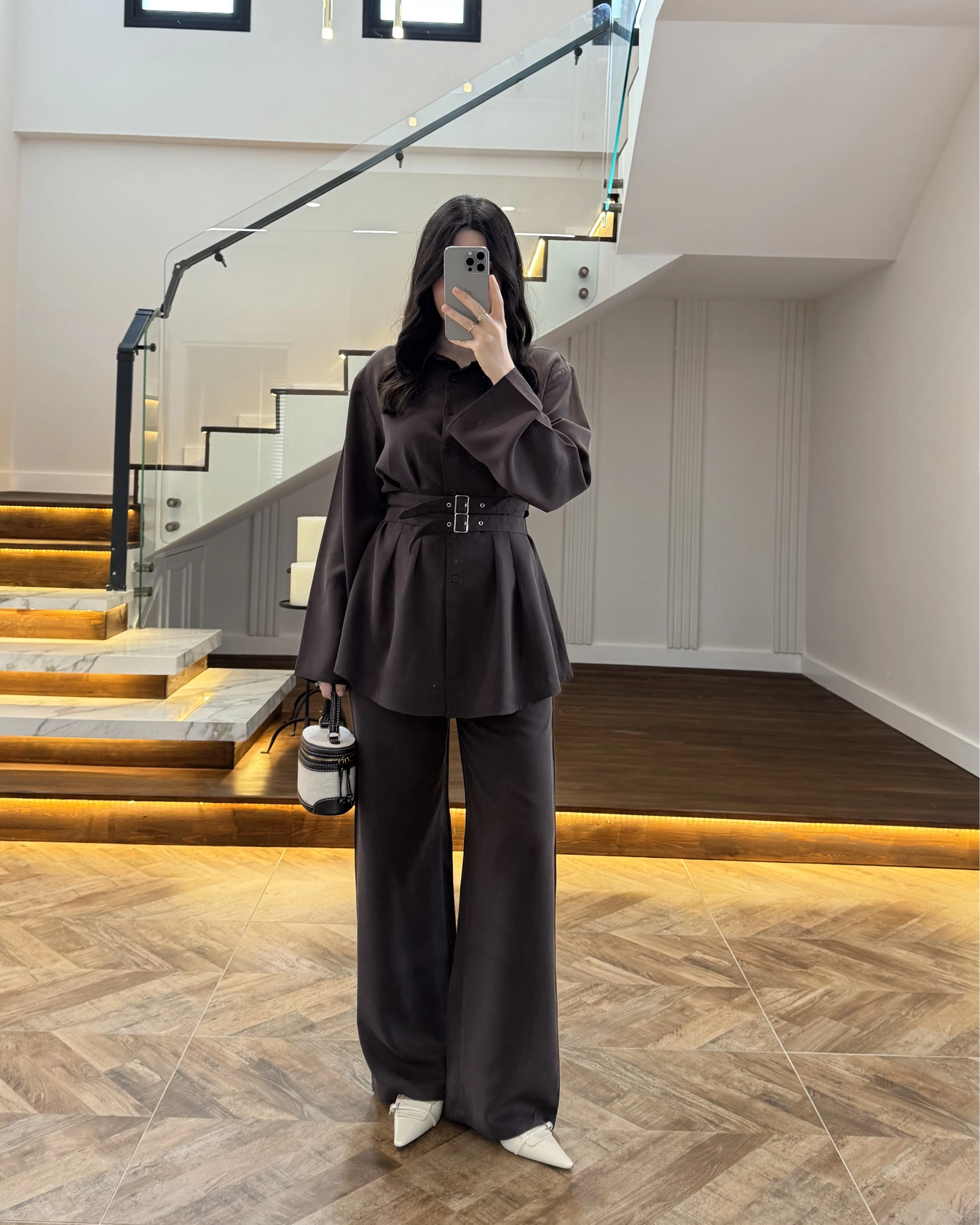 KAHVE KEMERLİ PİLELİ TAKIM-8937