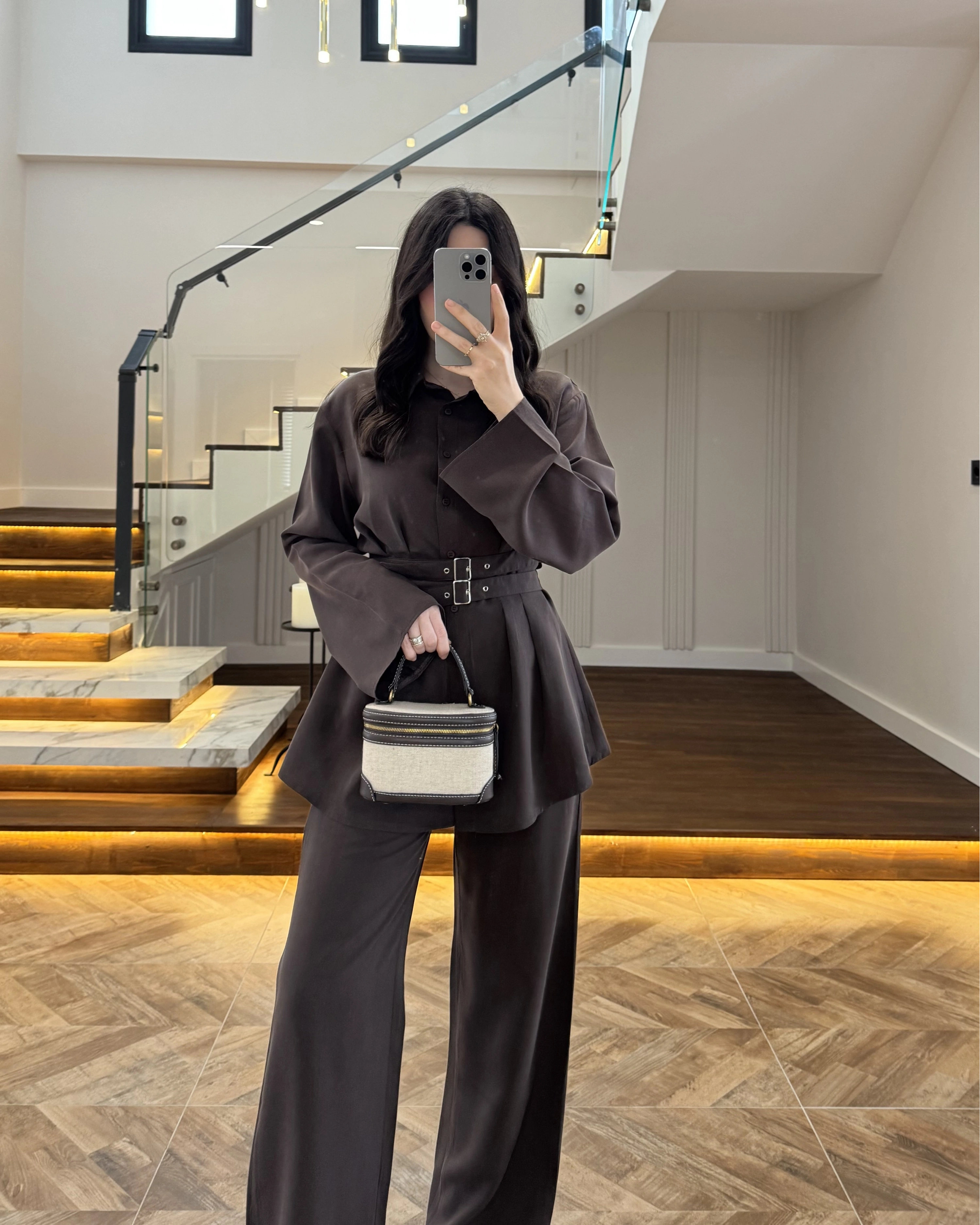 KAHVE KEMERLİ PİLELİ TAKIM-8937