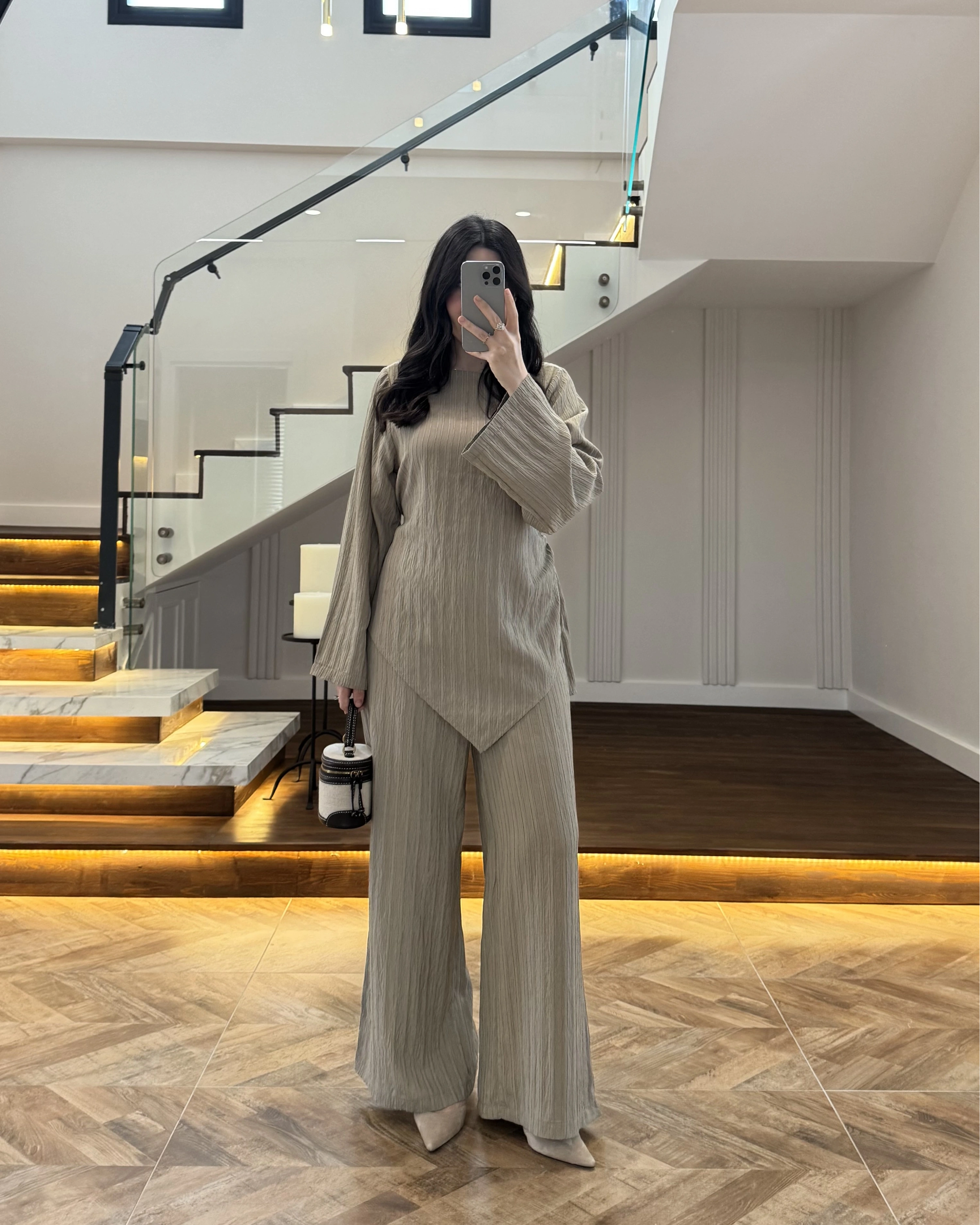 HAKİ ASİMETRİK ÇİZGİLİ TAKIM-256046