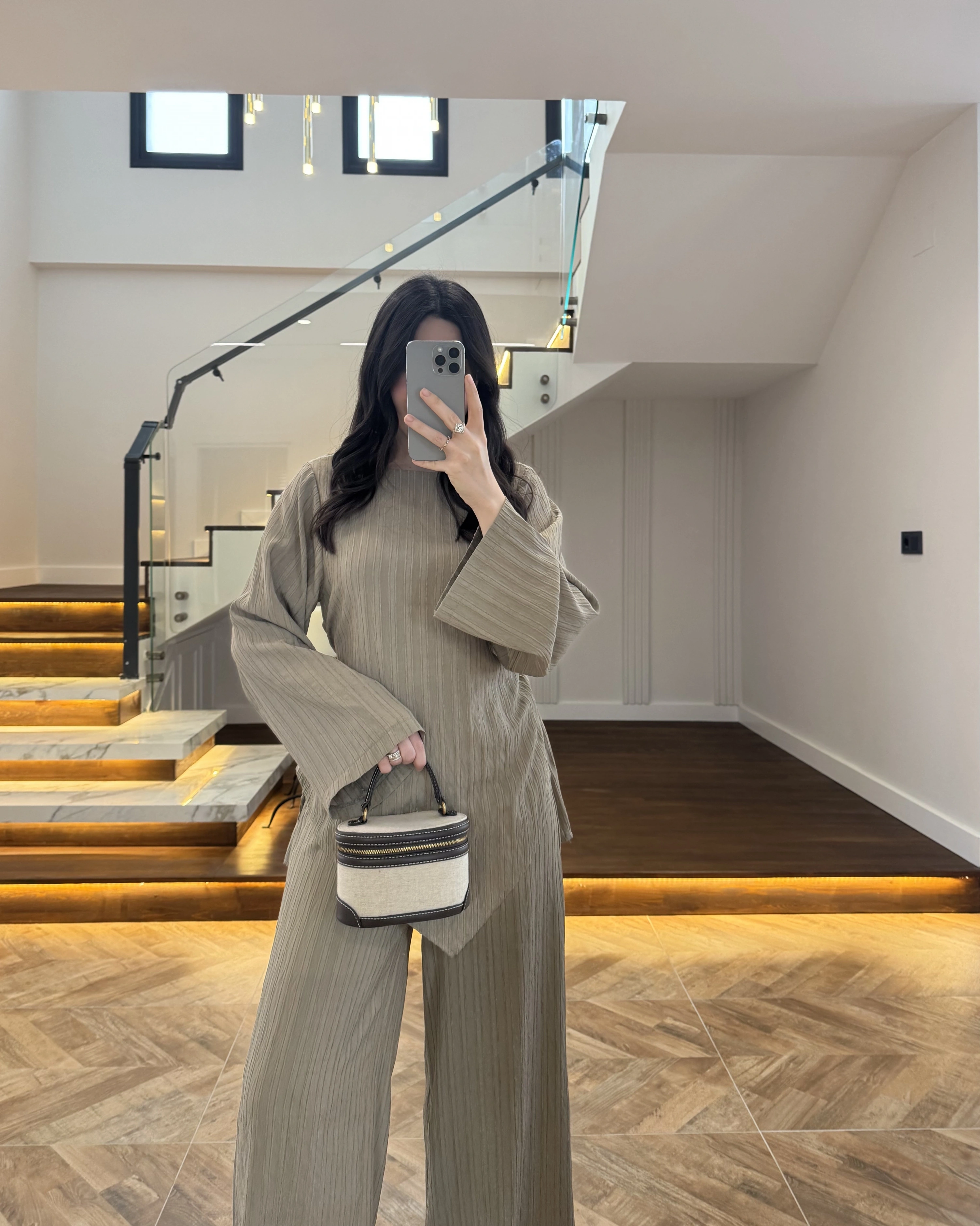 HAKİ ASİMETRİK ÇİZGİLİ TAKIM-256046