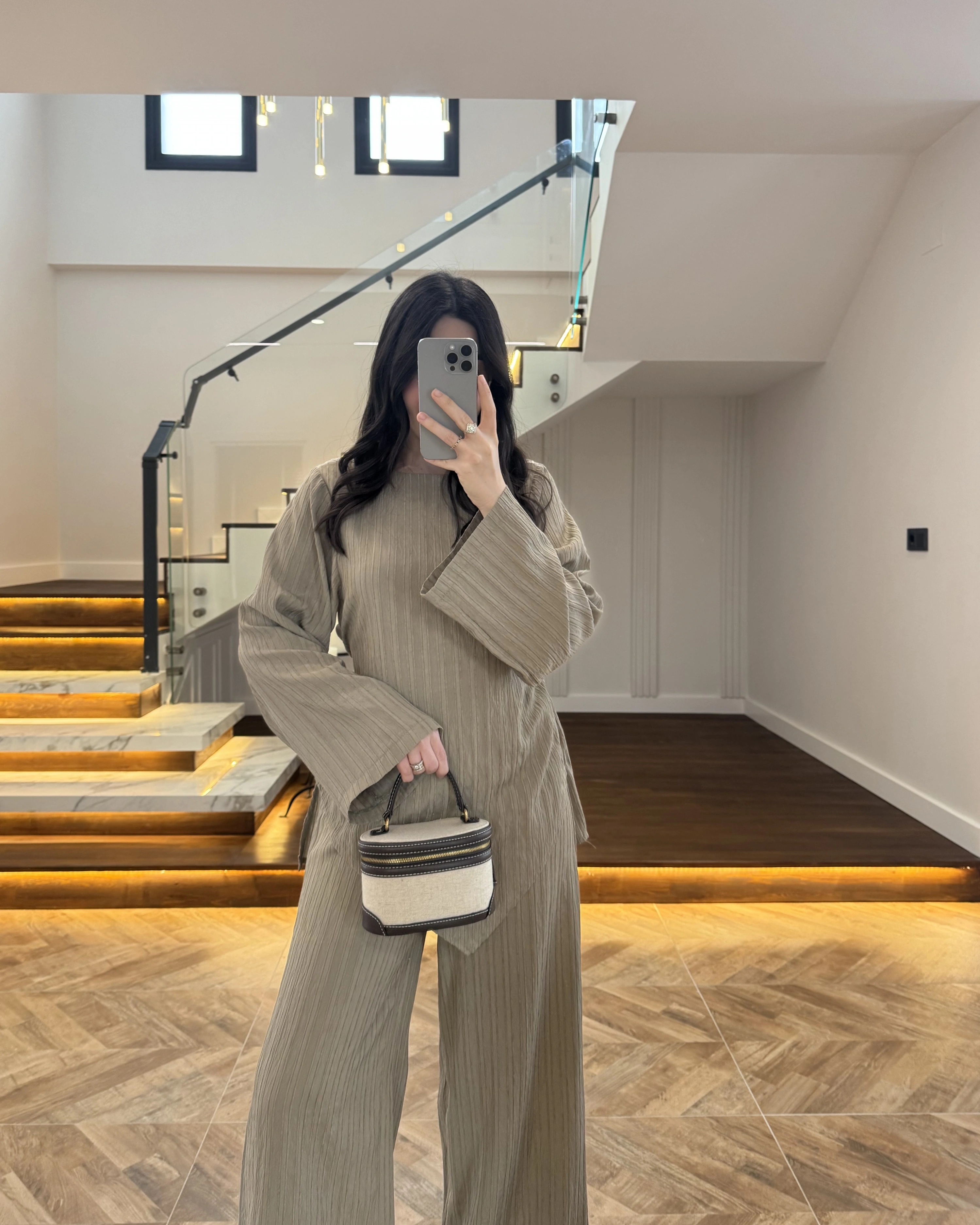 HAKİ ASİMETRİK ÇİZGİLİ TAKIM-256046