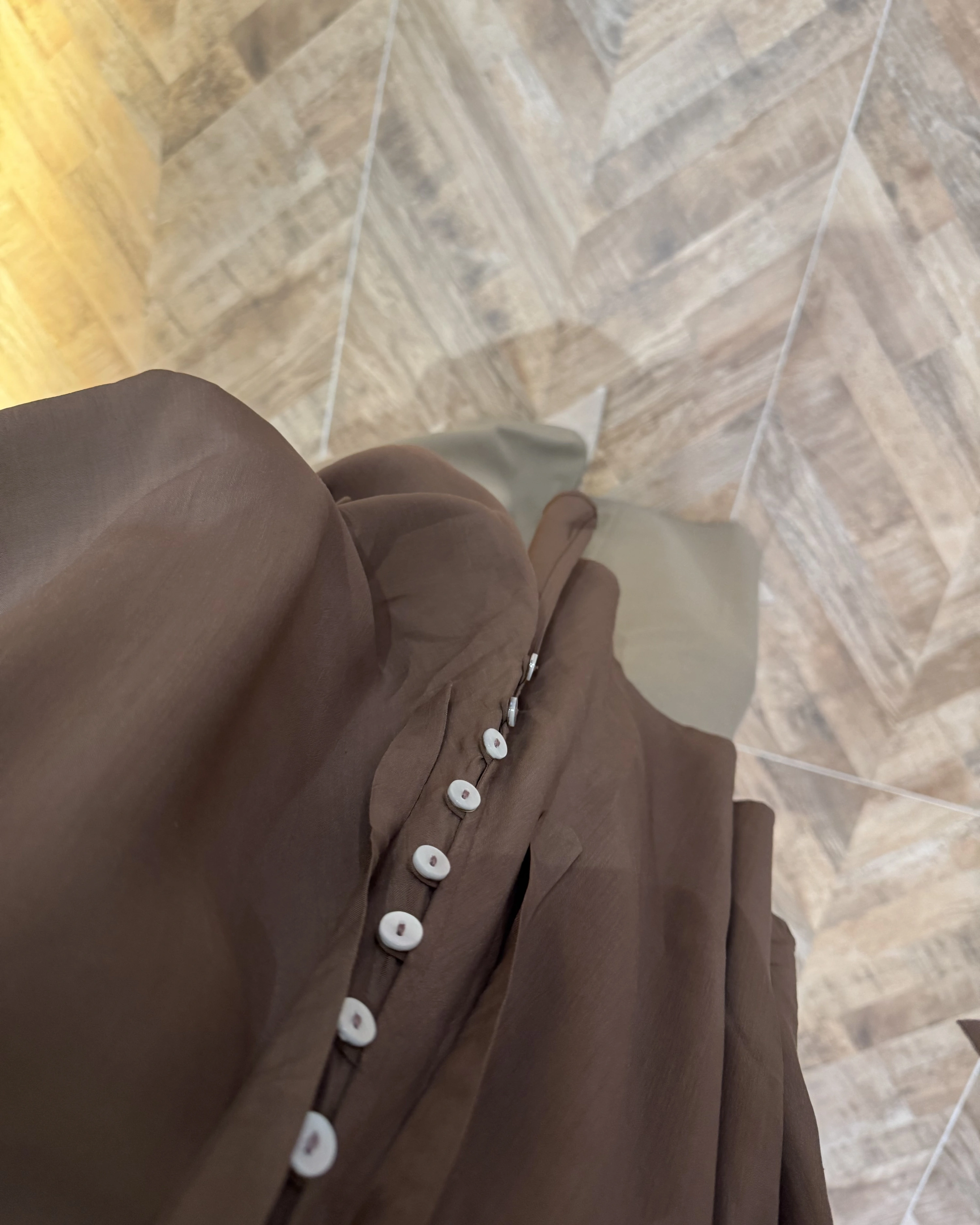 OVERSİZE BAĞLAMA DETAYLI GÖMLEK KAHVE-4988