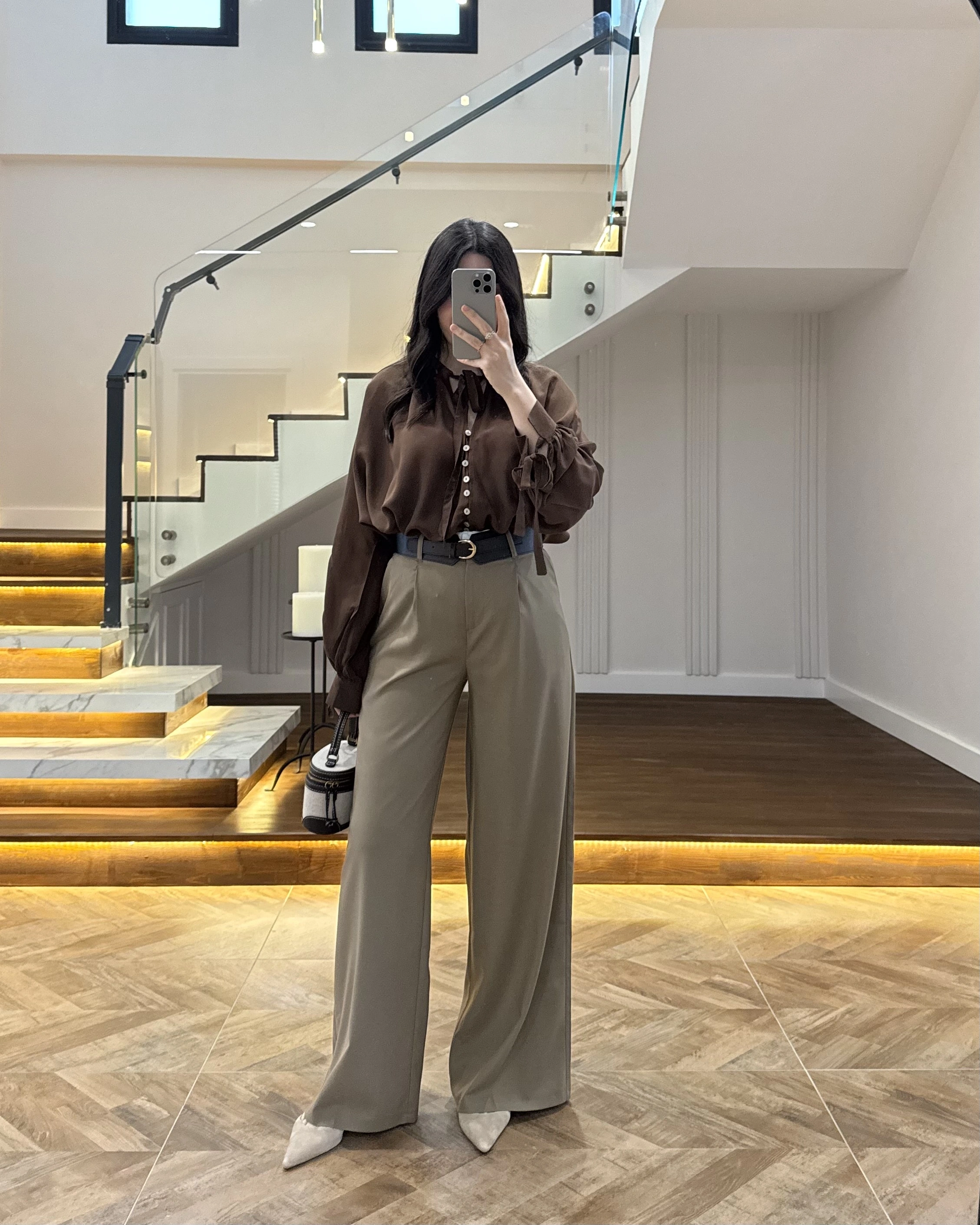 HAKİ POLİVİSKON KEMERLİ PANTOLON- 51304