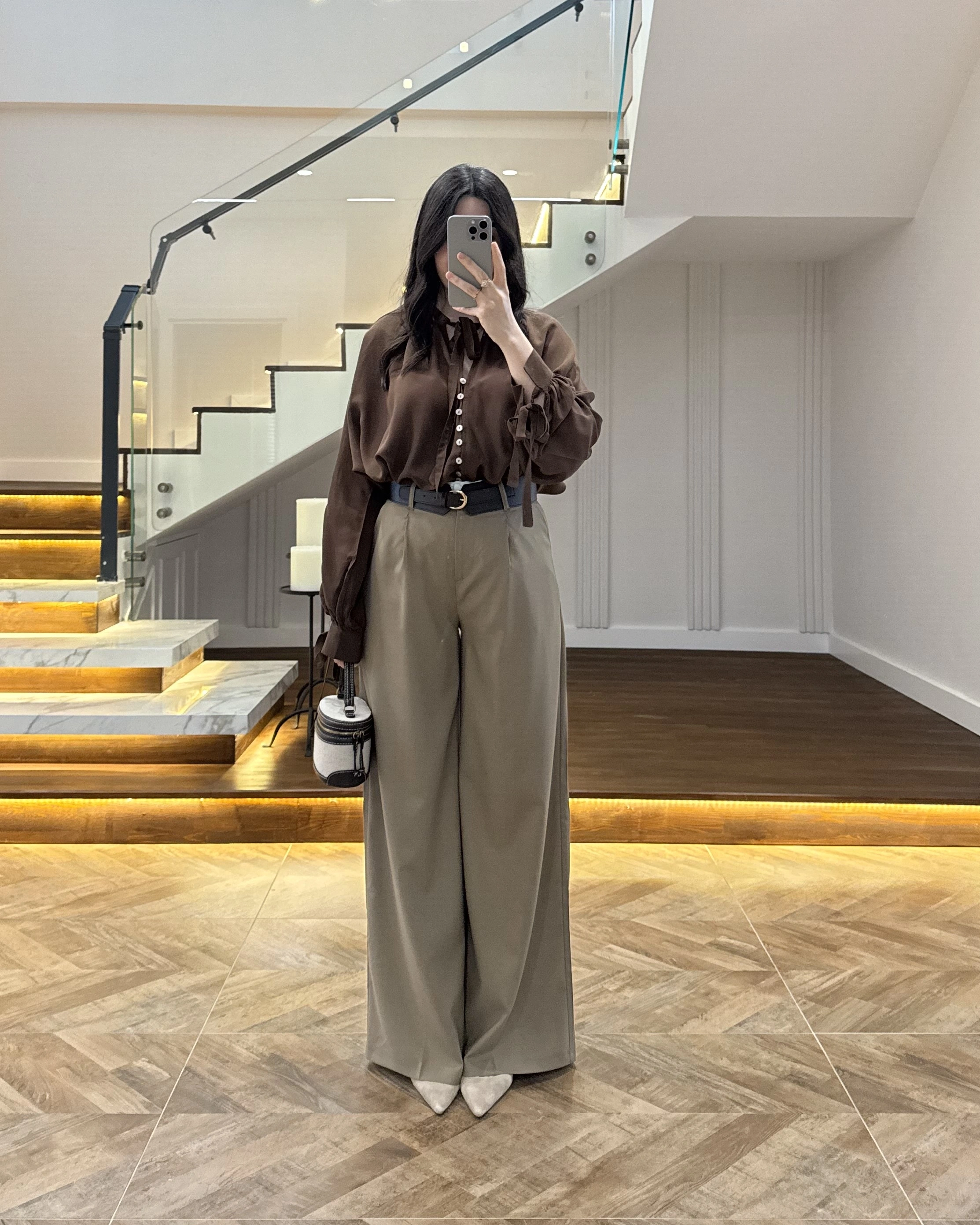 HAKİ POLİVİSKON KEMERLİ PANTOLON- 51304