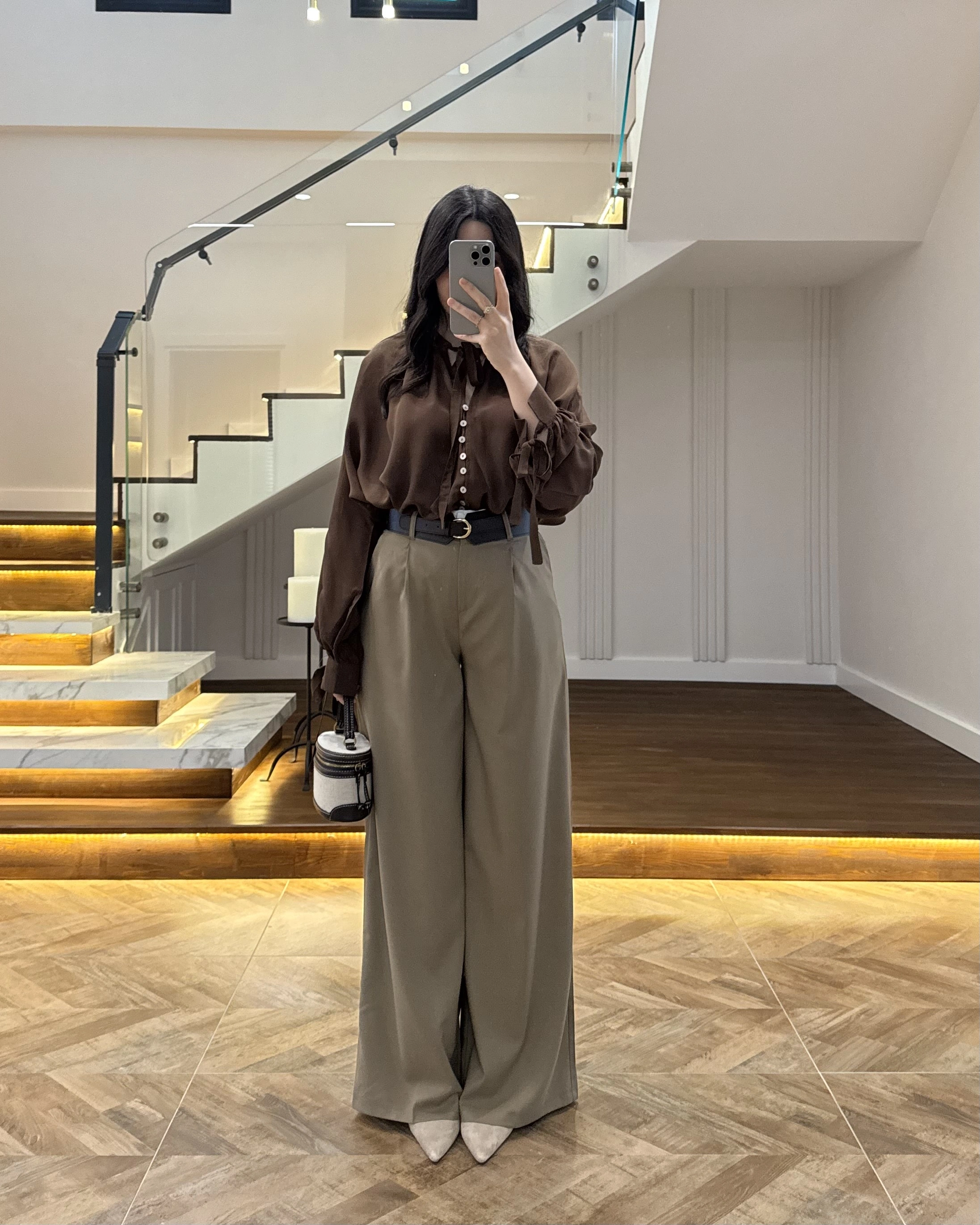 HAKİ POLİVİSKON KEMERLİ PANTOLON- 51304