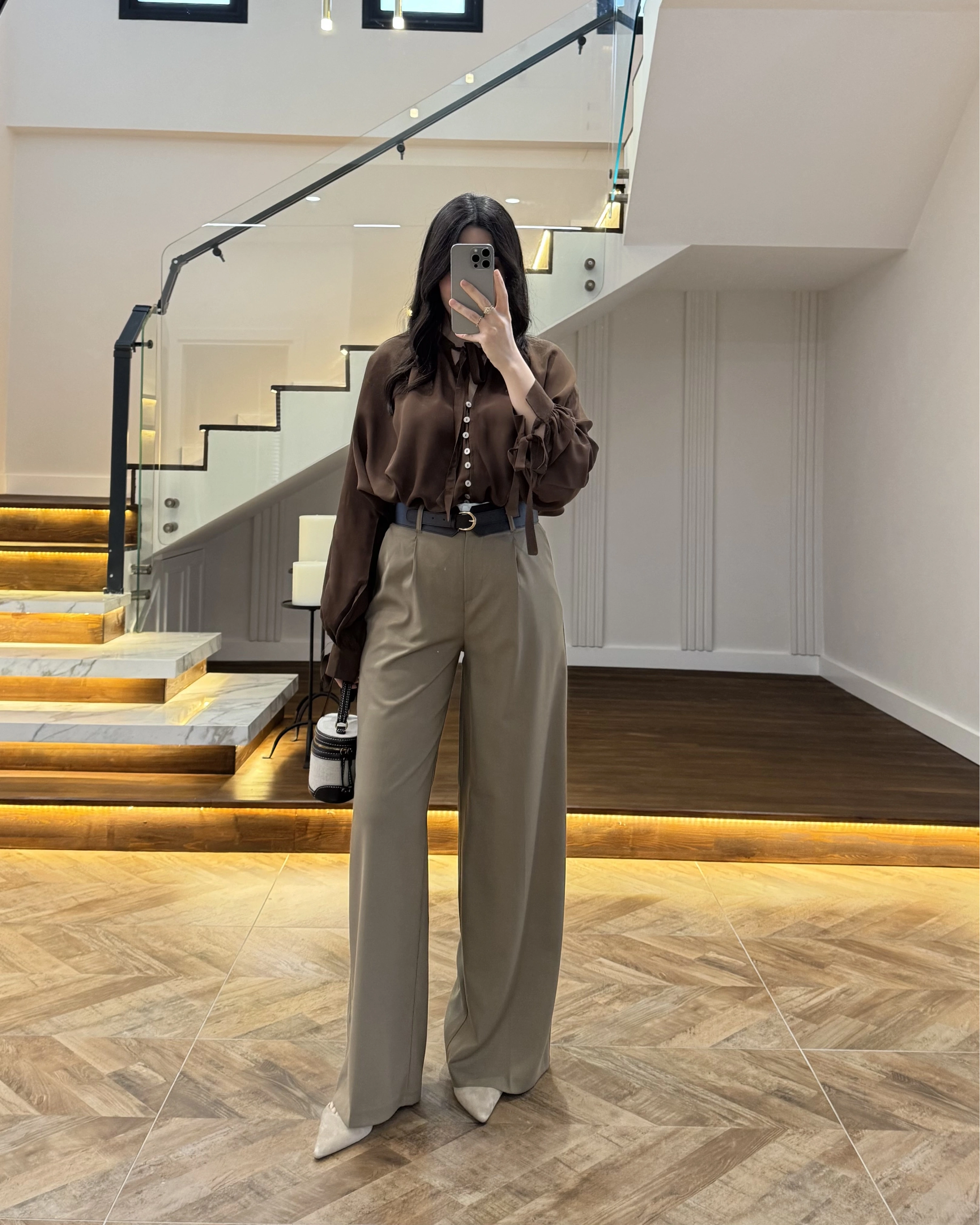 HAKİ POLİVİSKON KEMERLİ PANTOLON- 51304