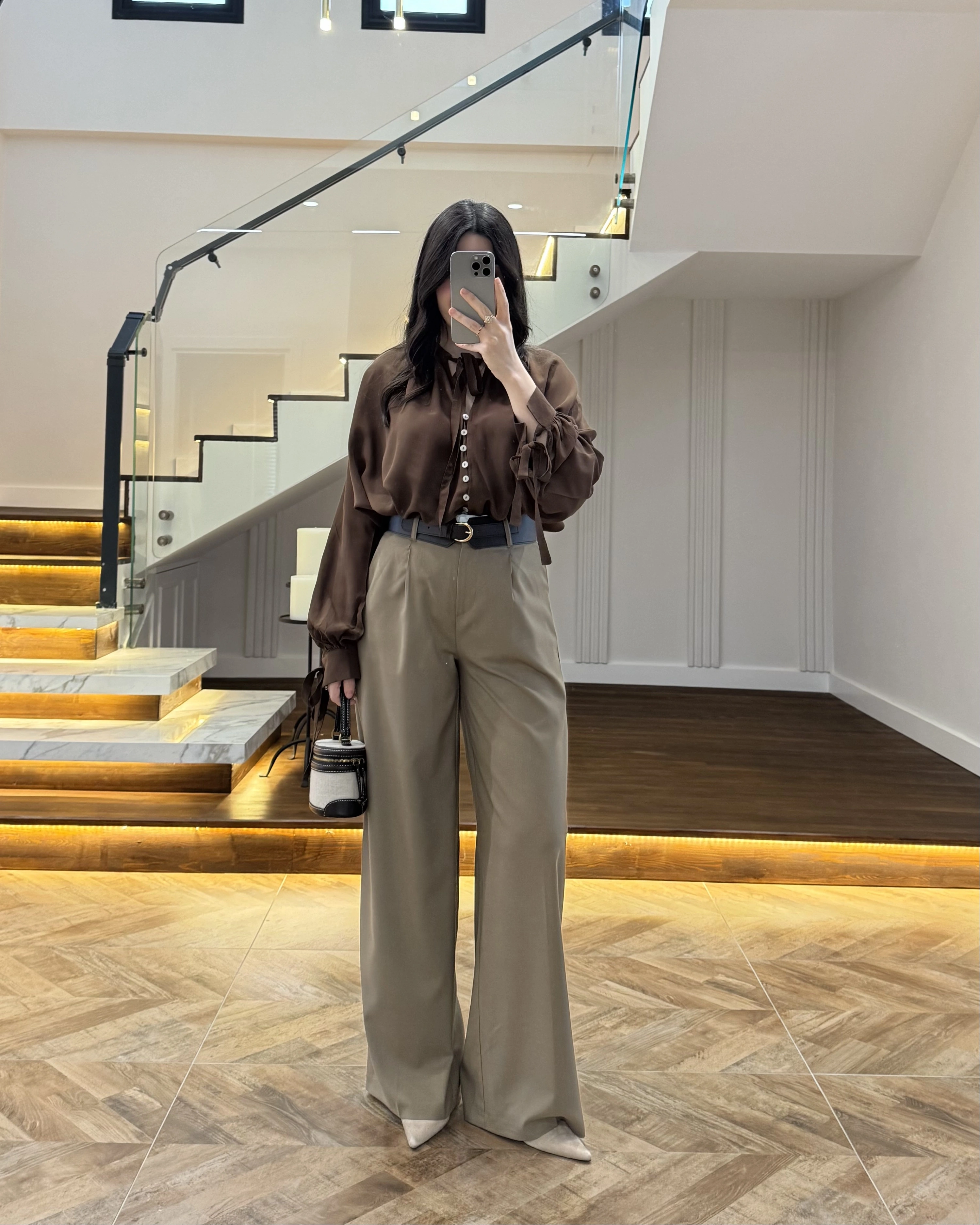 HAKİ POLİVİSKON KEMERLİ PANTOLON- 51304