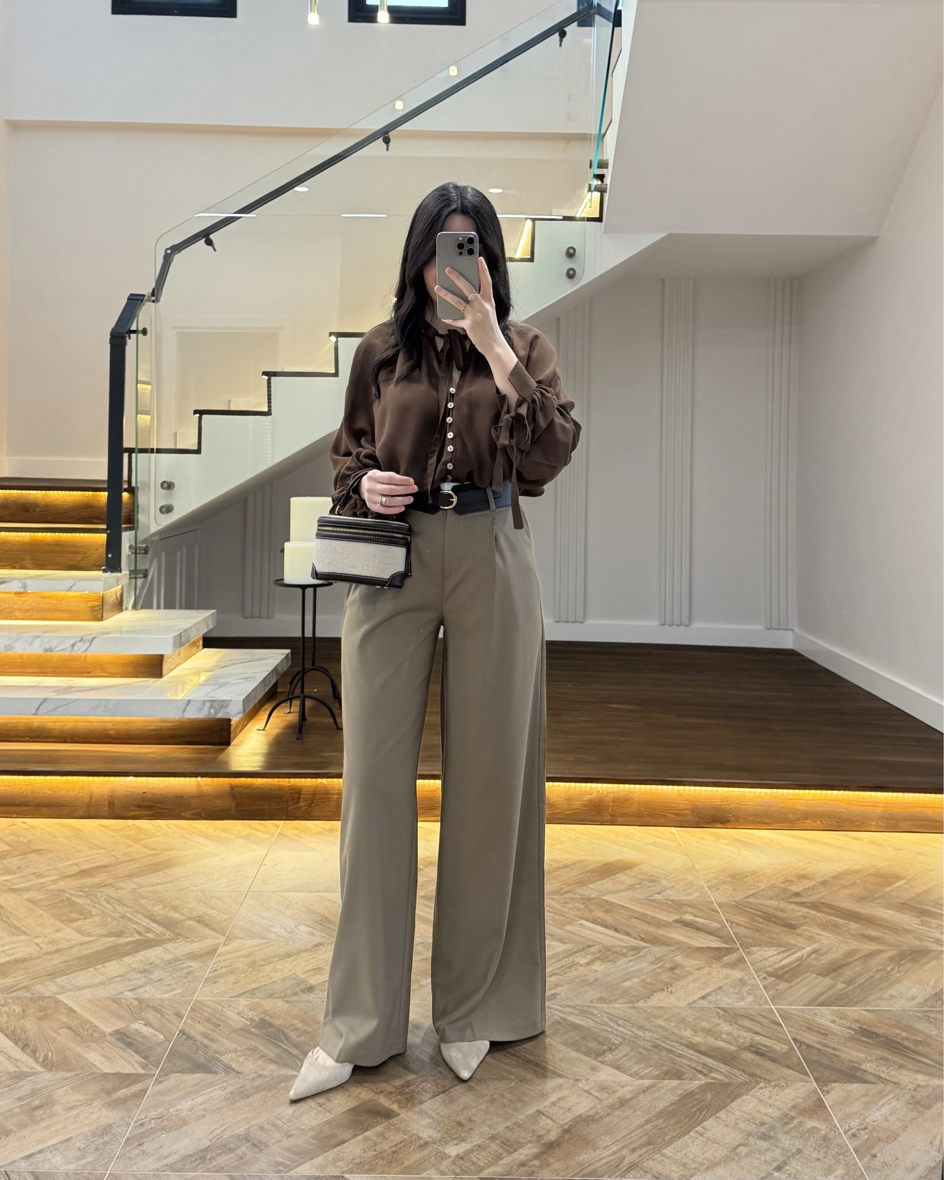 HAKİ POLİVİSKON KEMERLİ PANTOLON- 51304