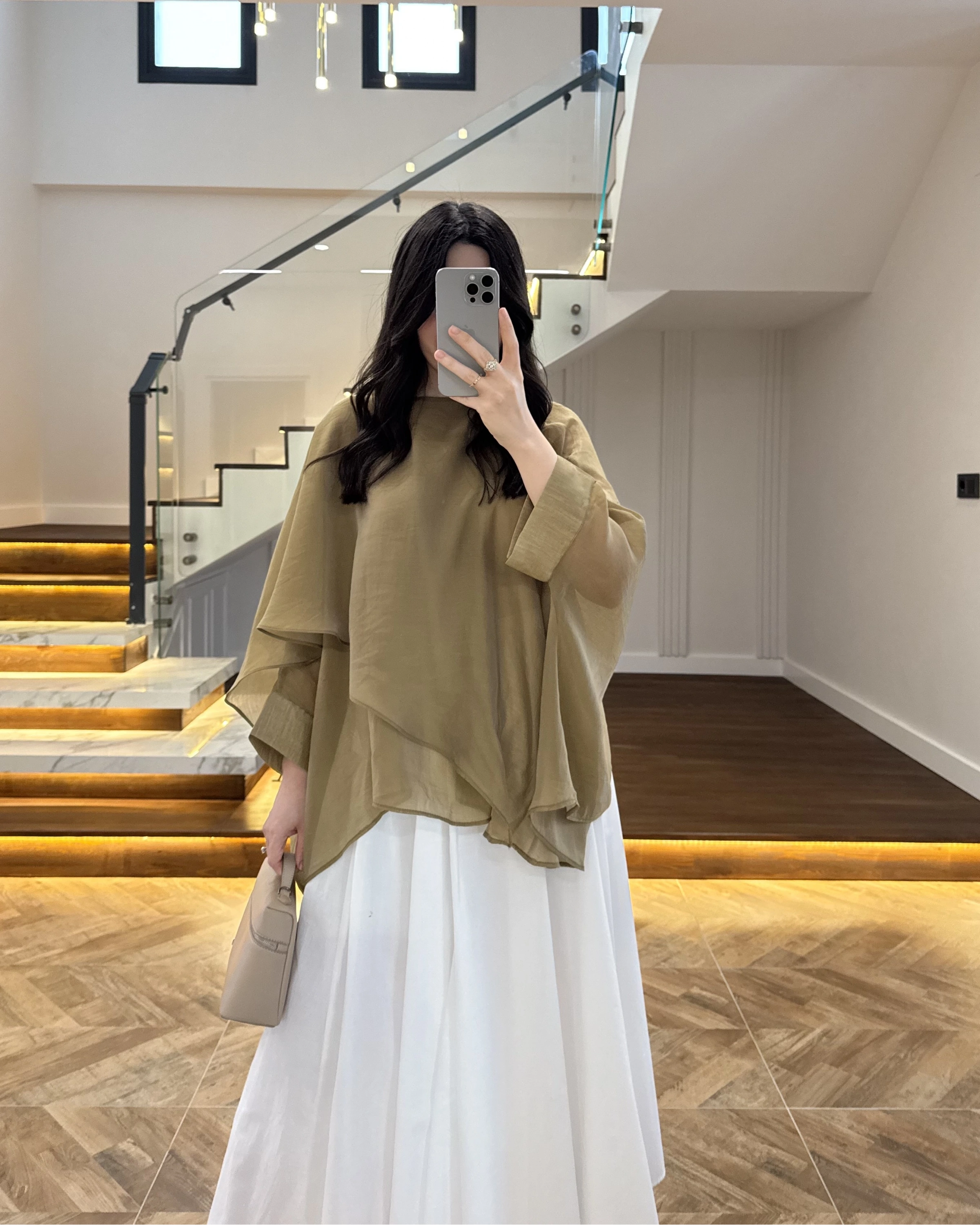 OLİVE UÇUŞAN PELERİN BLUZ -5026