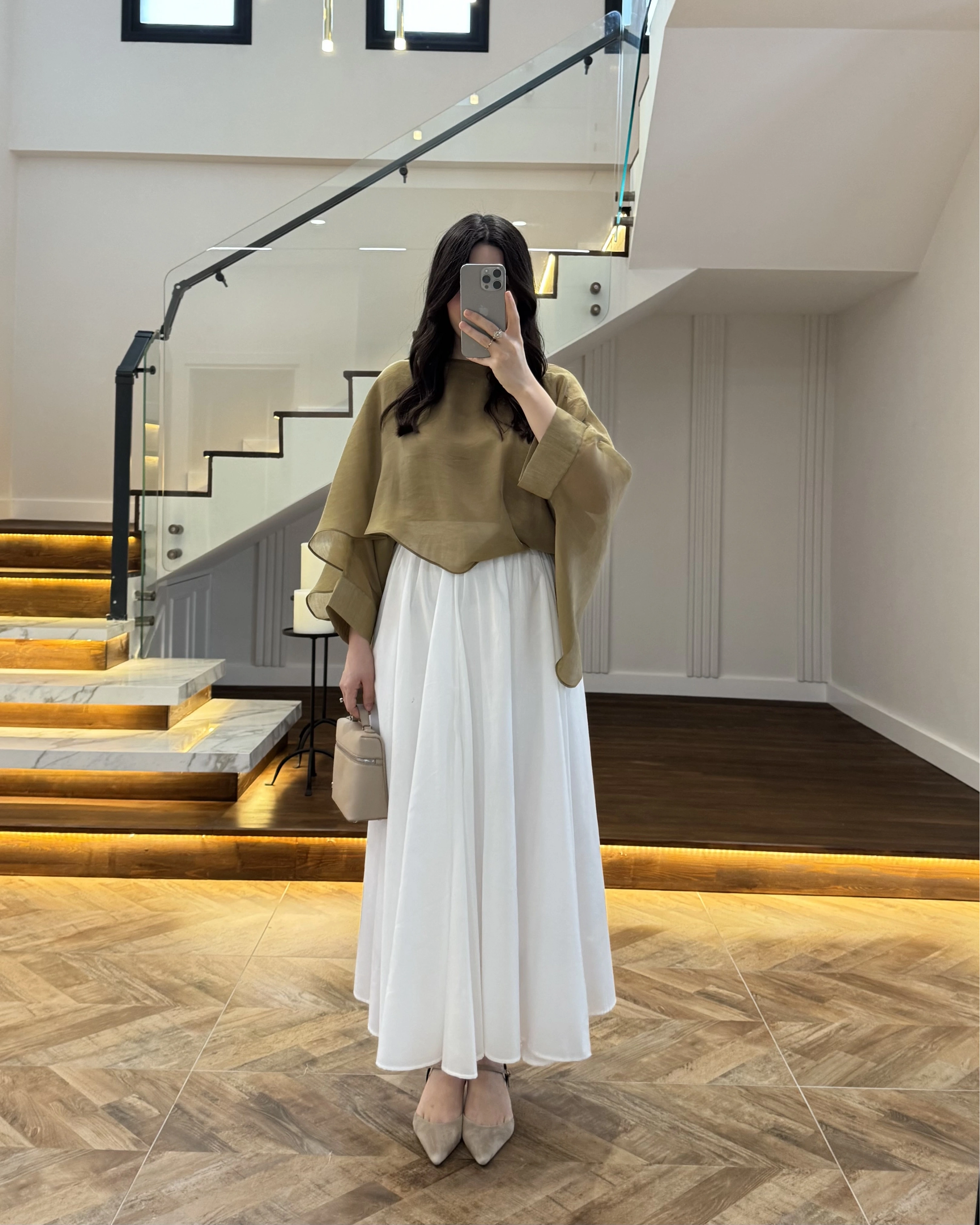 OLİVE UÇUŞAN PELERİN BLUZ -5026