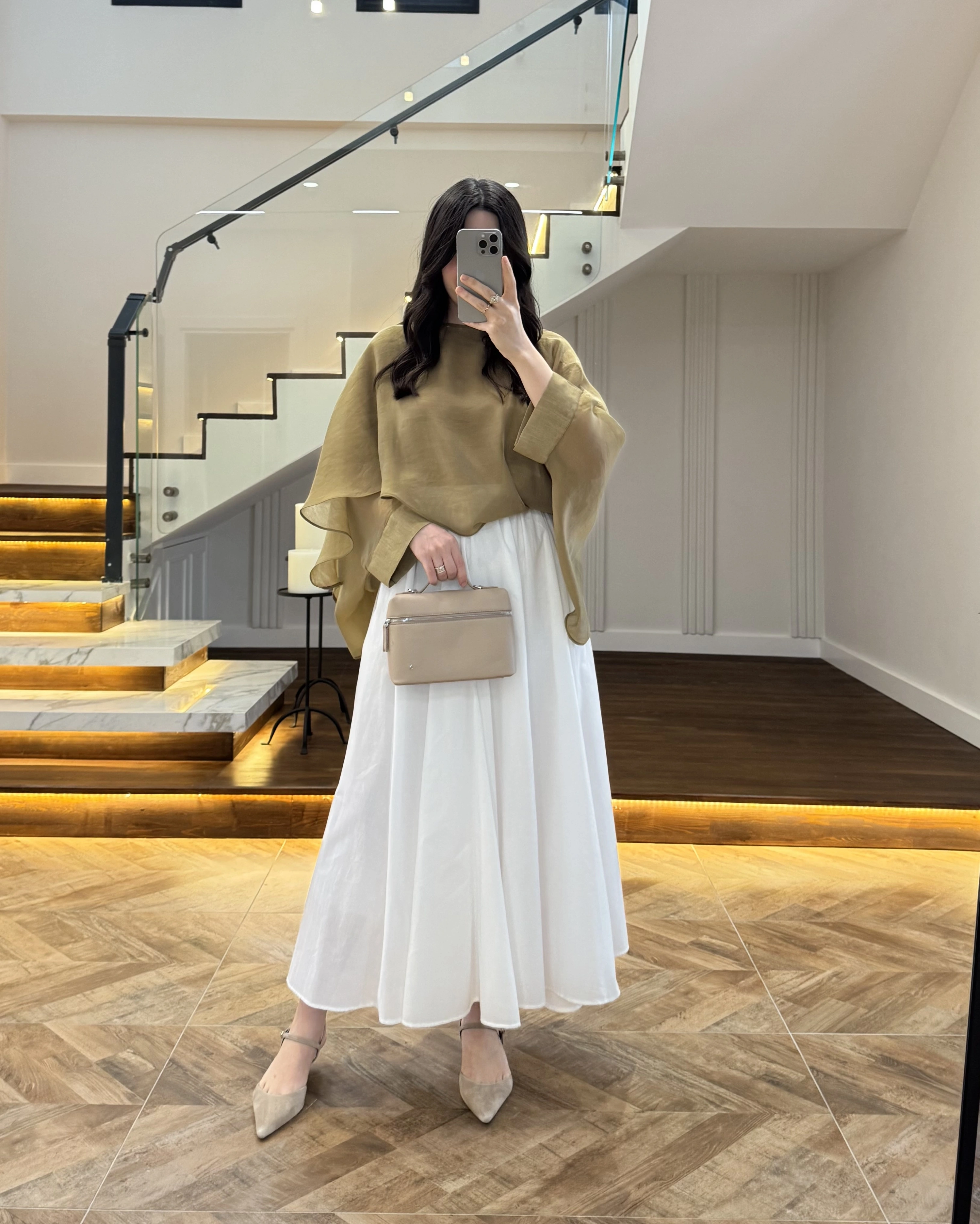 OLİVE UÇUŞAN PELERİN BLUZ -5026