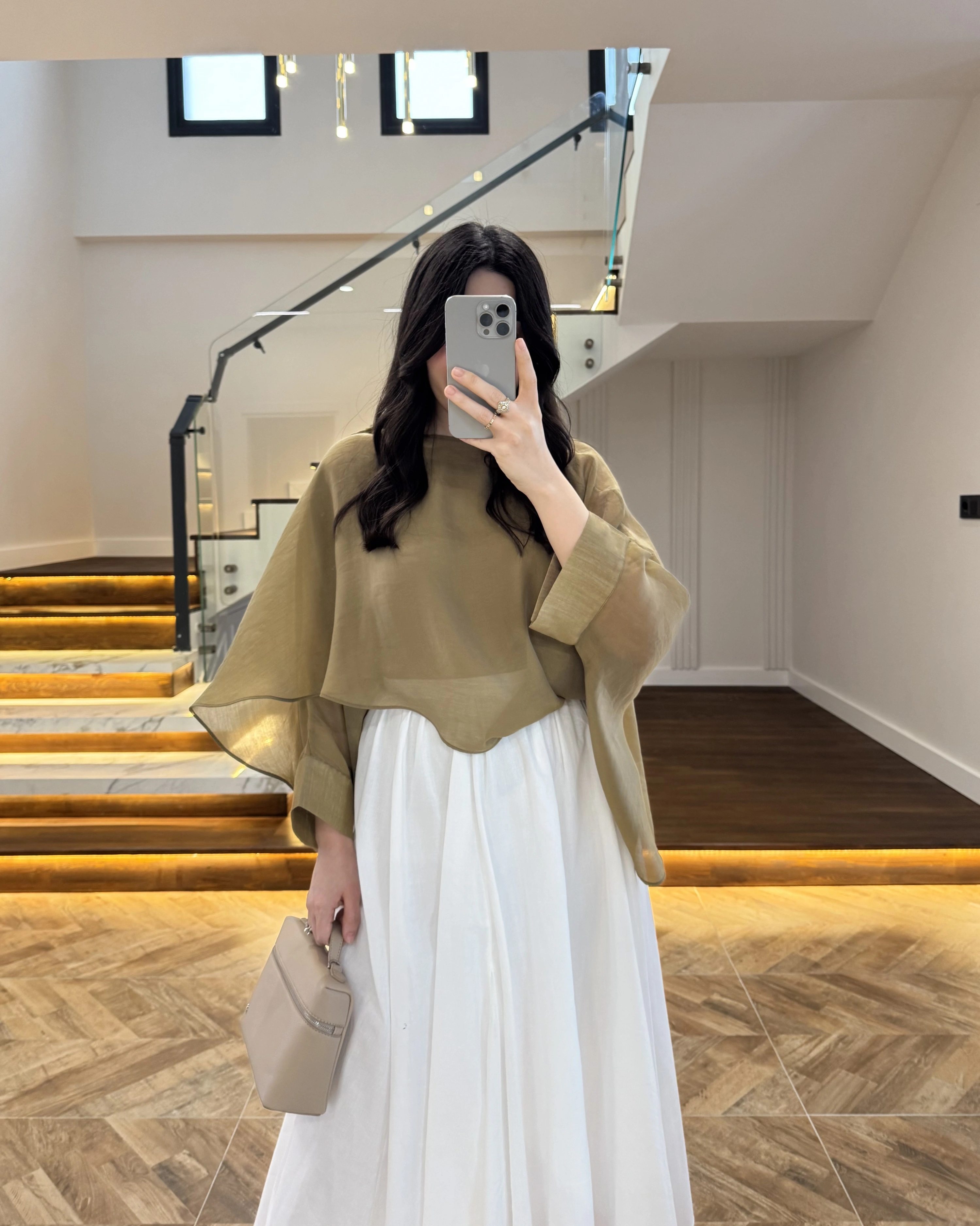 OLİVE UÇUŞAN PELERİN BLUZ -5026