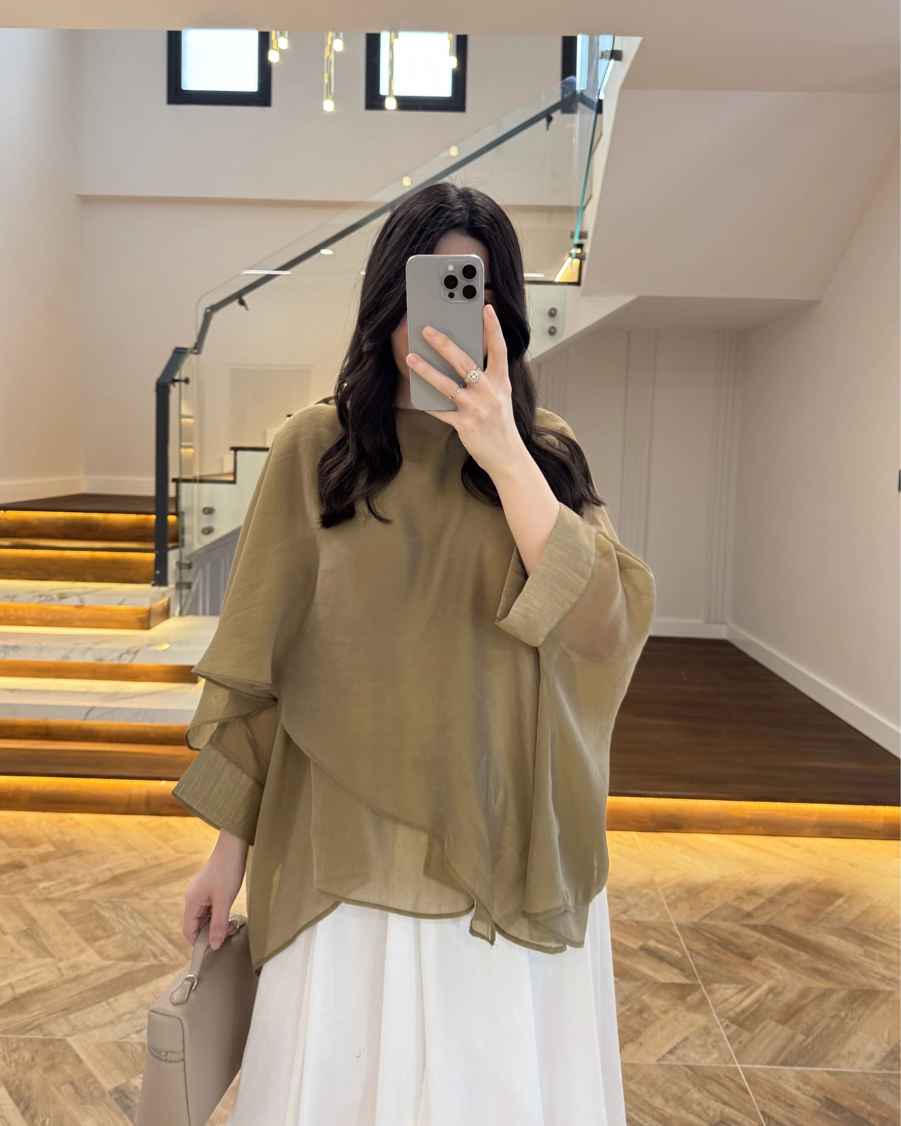 OLİVE UÇUŞAN PELERİN BLUZ -5026