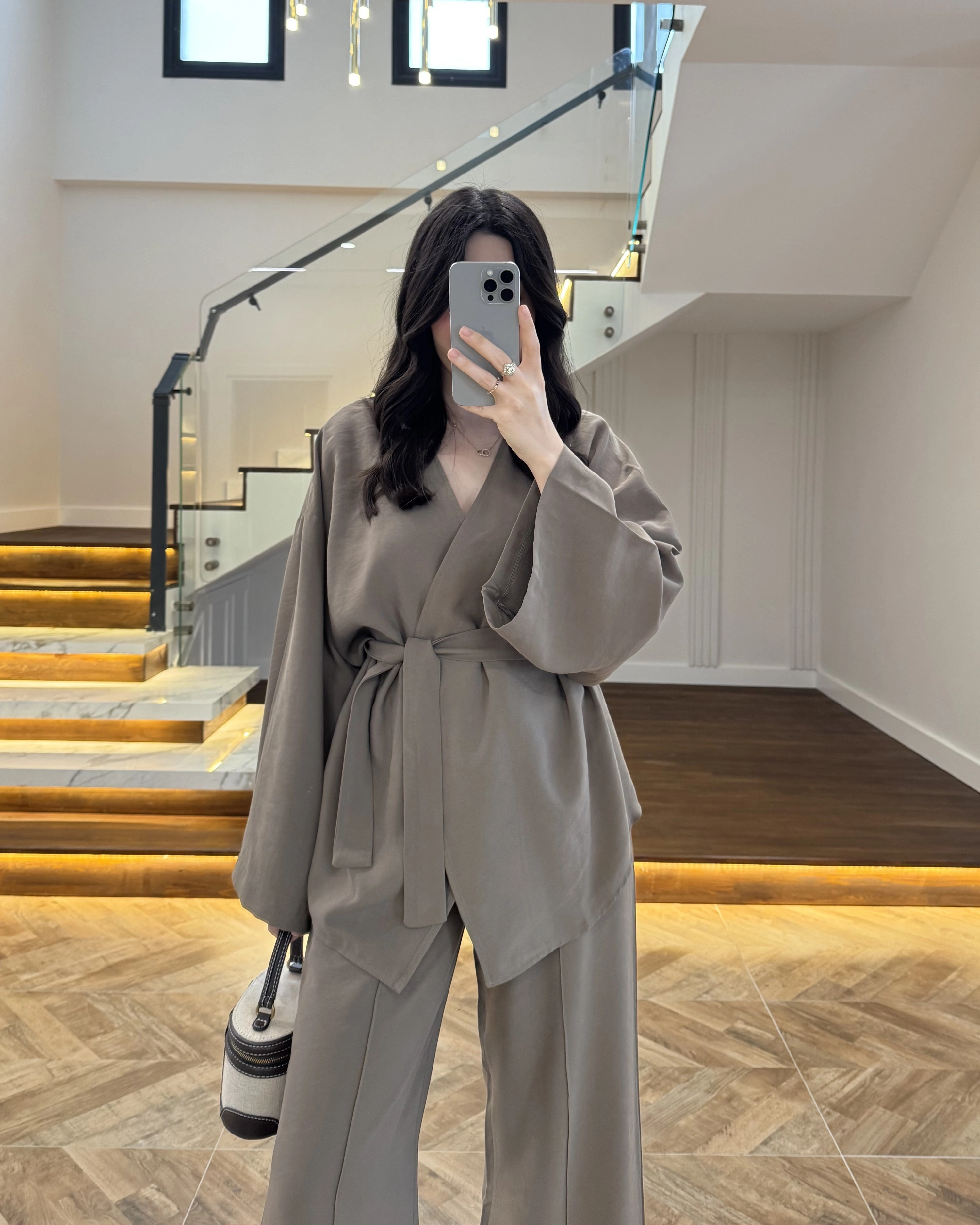 HAKİ DÜĞMELİ V YAKA TAKIM-8892