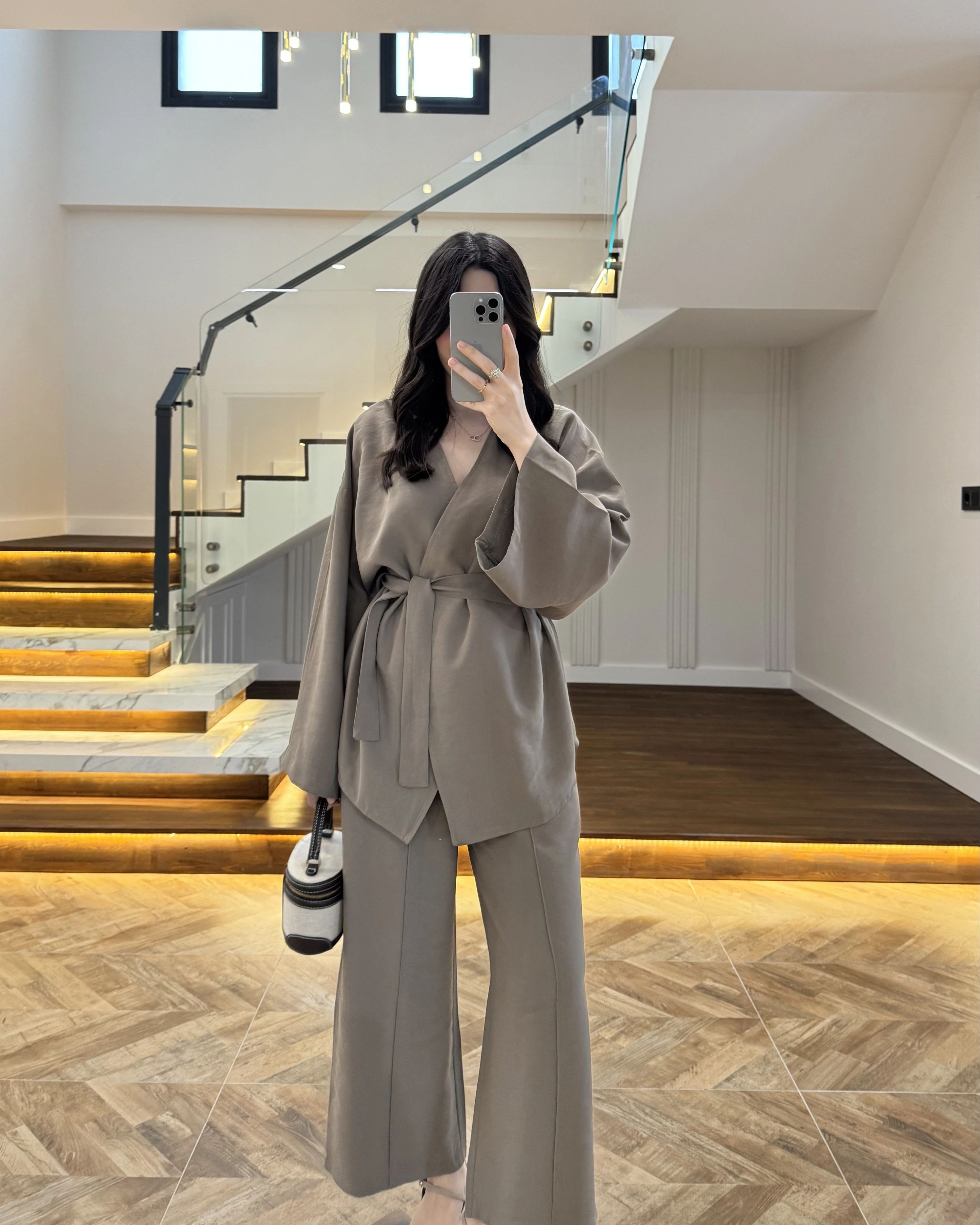 HAKİ DÜĞMELİ V YAKA TAKIM-8892