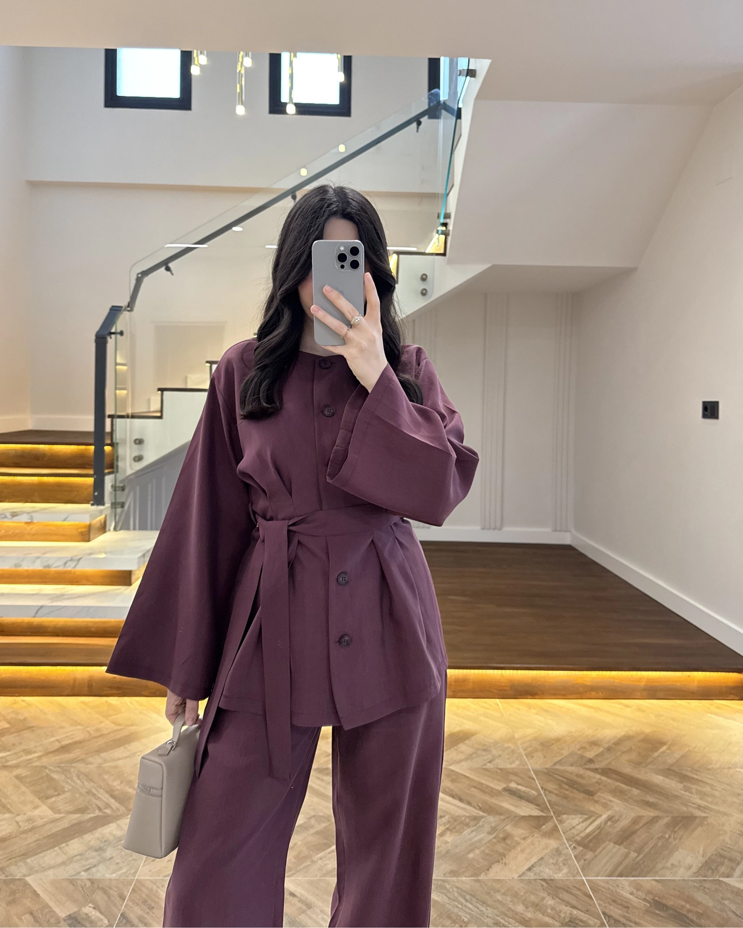 MÜRDÜM PİLE DETAY KUŞAKLI TAKIM -8926