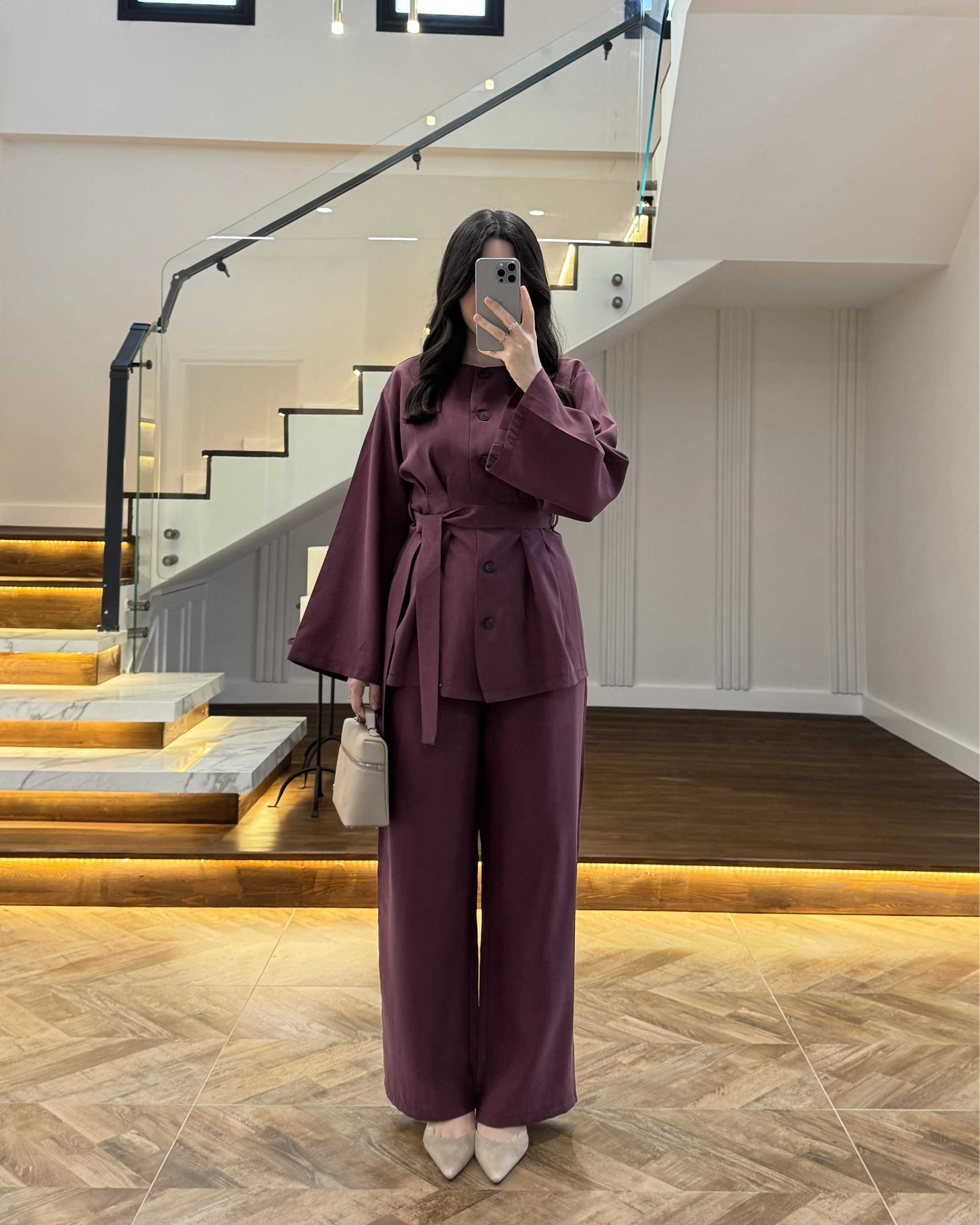 MÜRDÜM PİLE DETAY KUŞAKLI TAKIM -8926