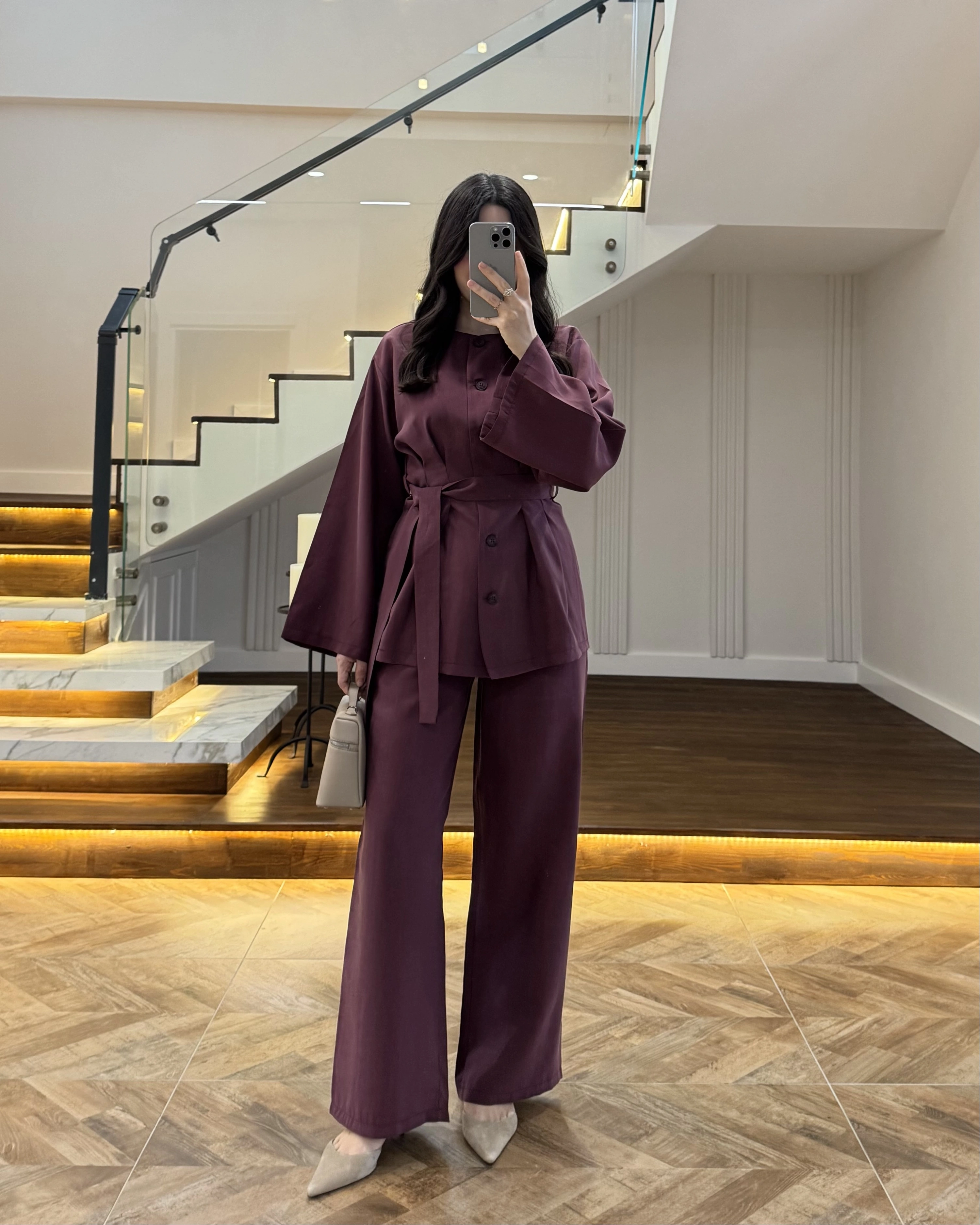 MÜRDÜM PİLE DETAY KUŞAKLI TAKIM -8926