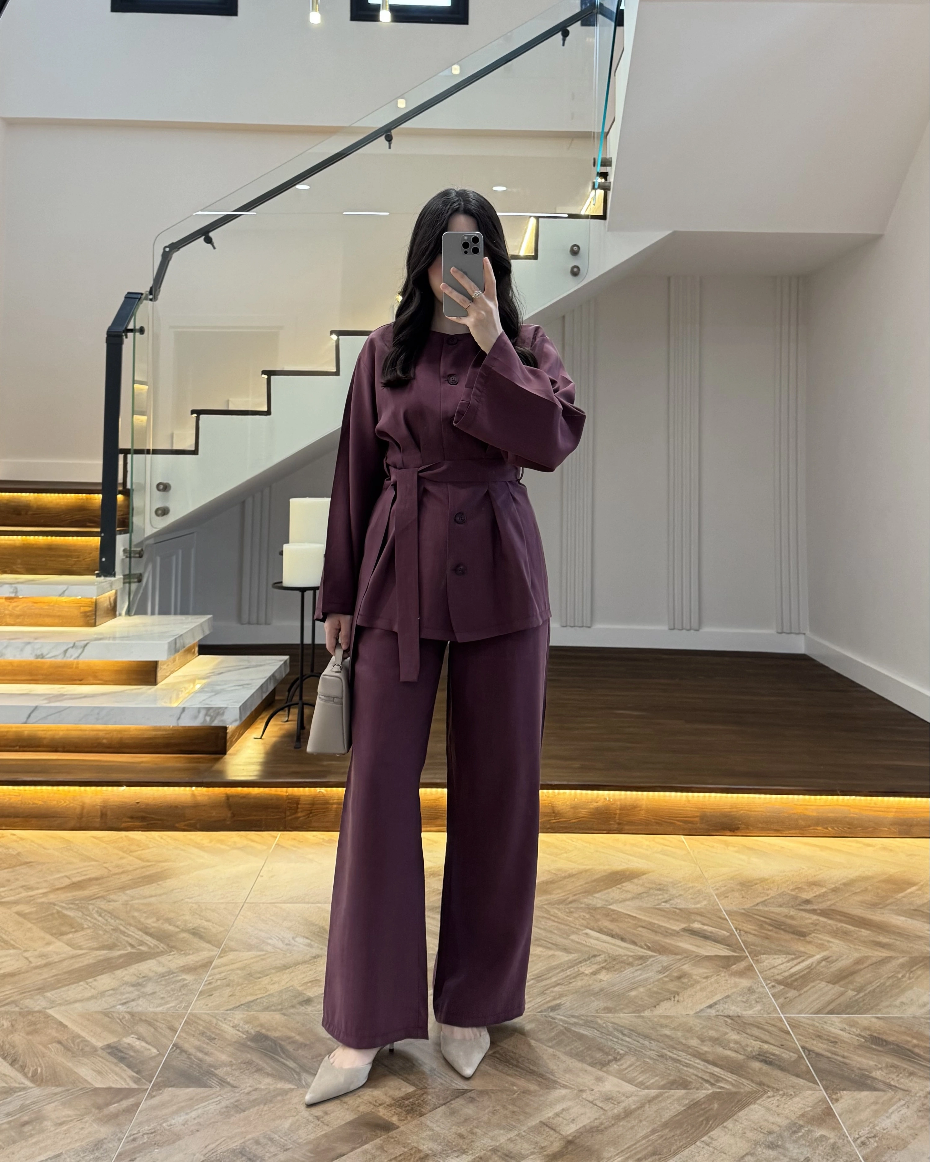 MÜRDÜM PİLE DETAY KUŞAKLI TAKIM -8926